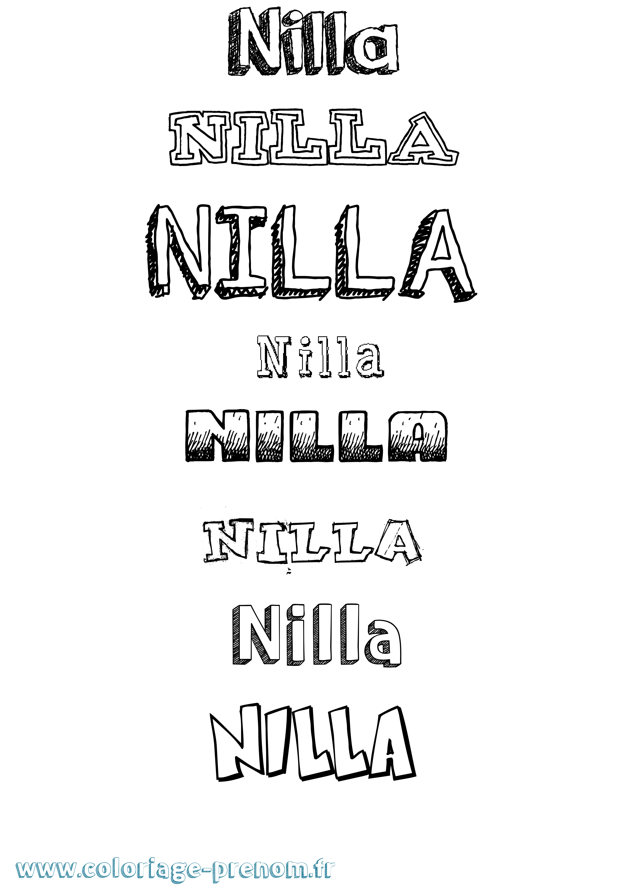 Coloriage Nilla Dessiné Coloriage prénom Nilla Dessiné