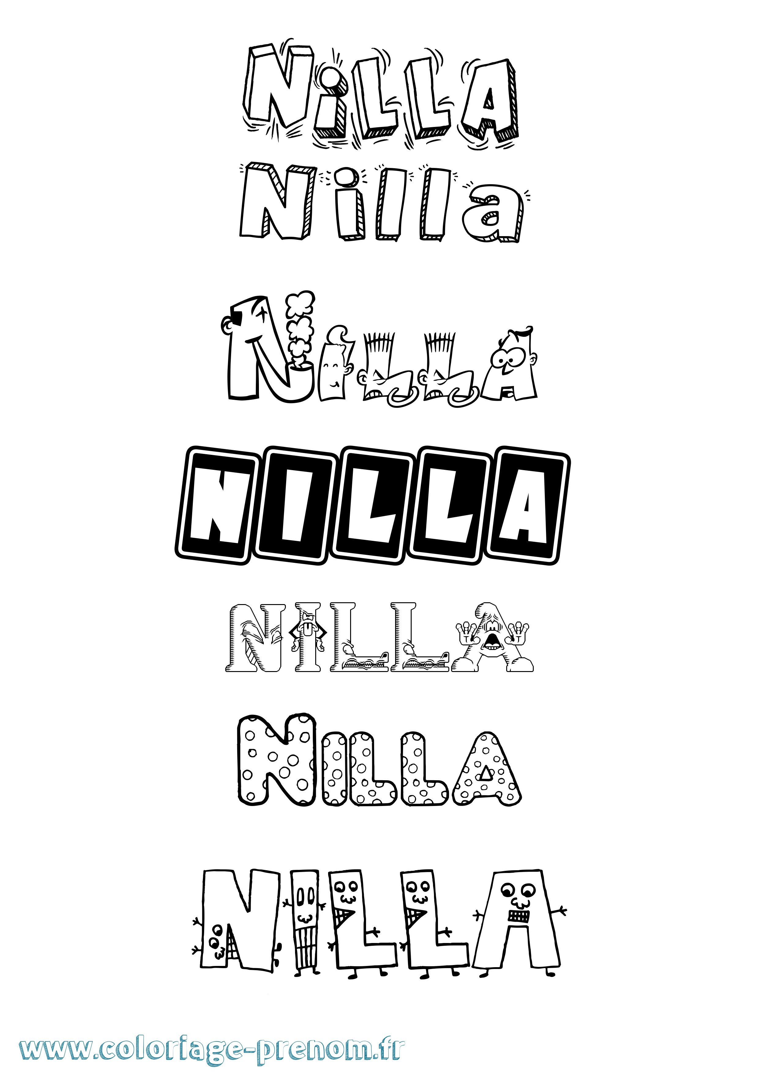 Coloriage Nilla Fun Coloriage prénom Nilla Fun