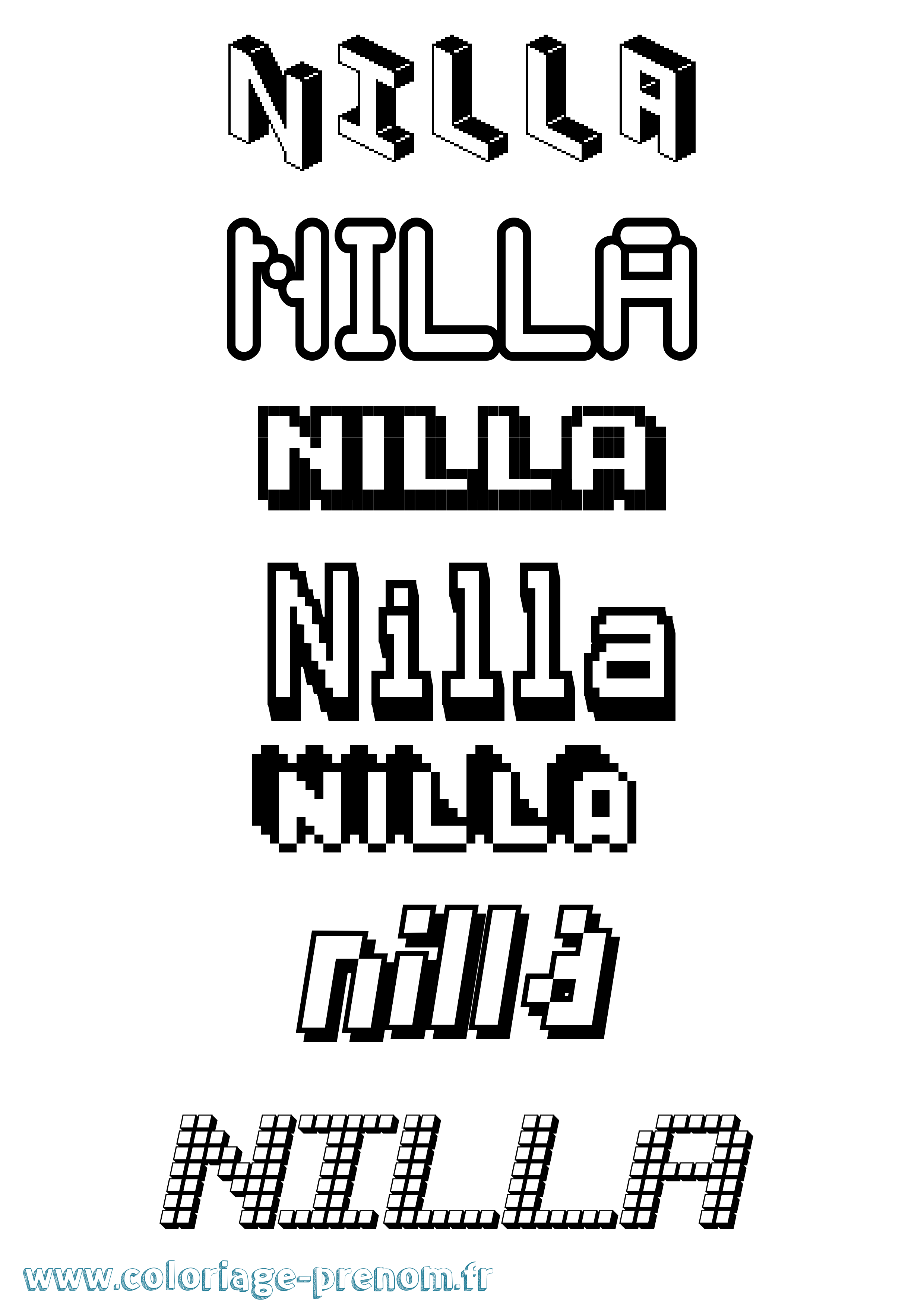 Coloriage Nilla Pixel Coloriage prénom Nilla Pixel
