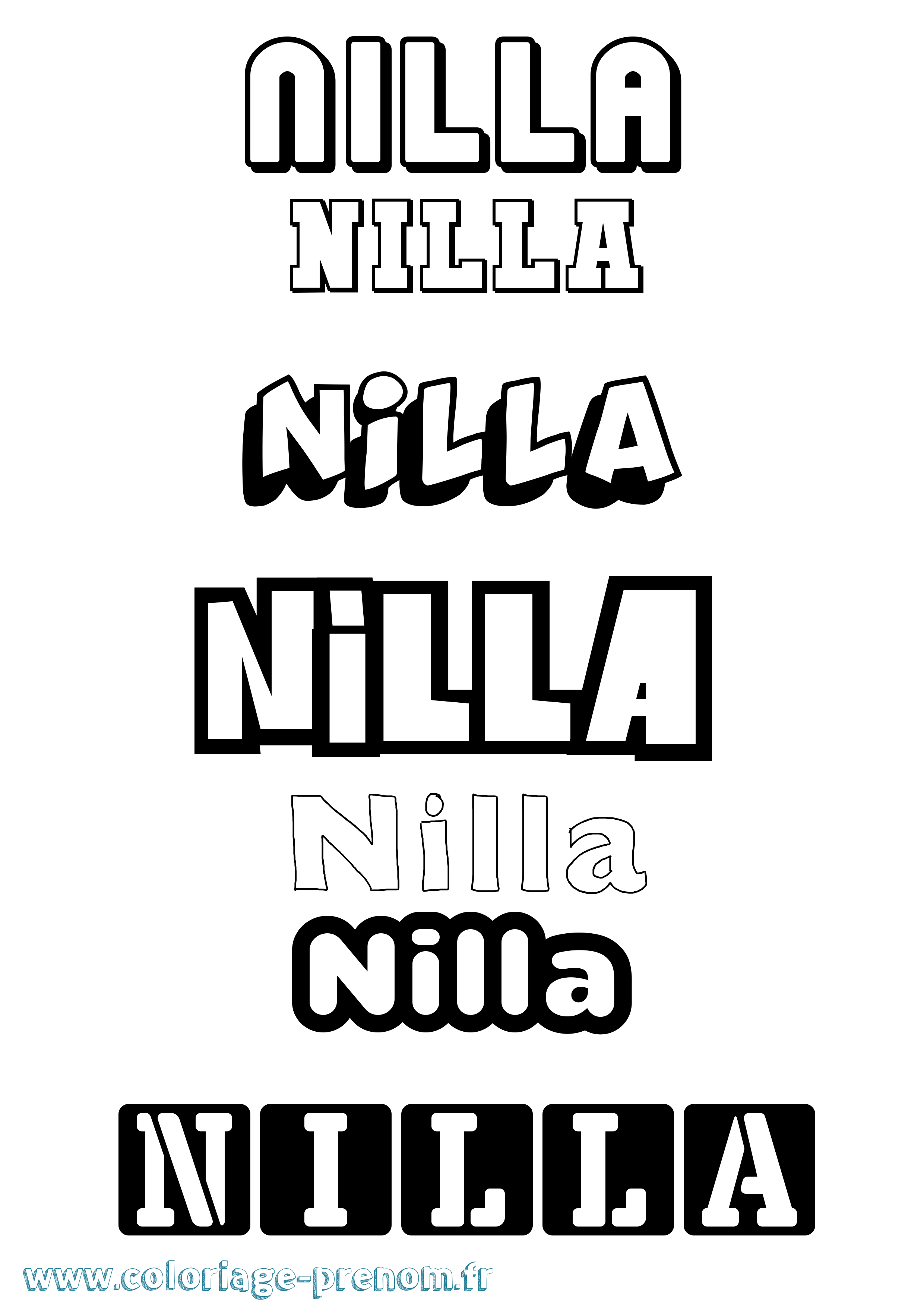 Coloriage Nilla Simple Coloriage prénom Nilla Simple