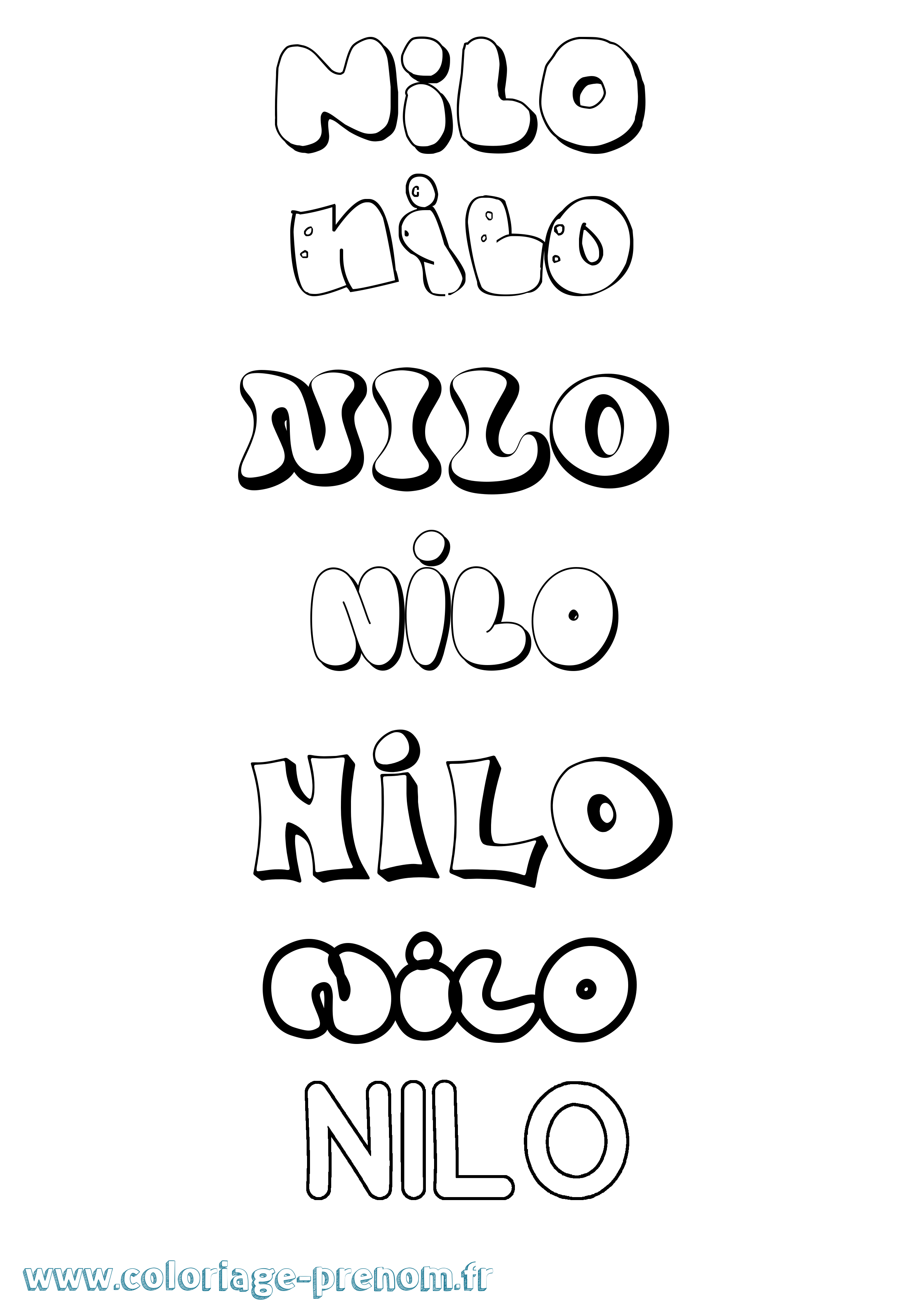 Coloriage Nilo Bubble Coloriage prénom Nilo Bubble