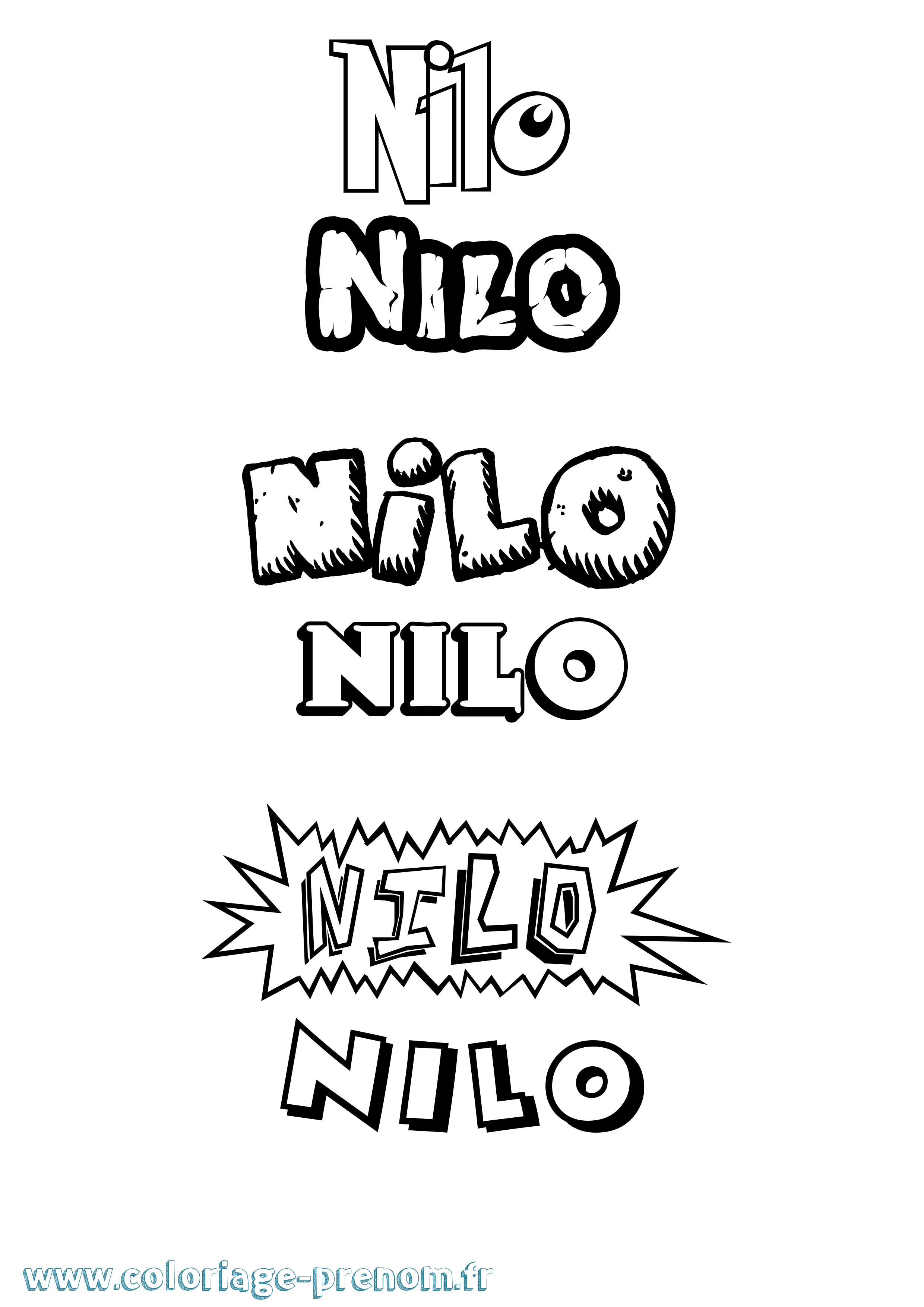 Coloriage Nilo Dessin Animé Coloriage prénom Nilo Dessin Animé