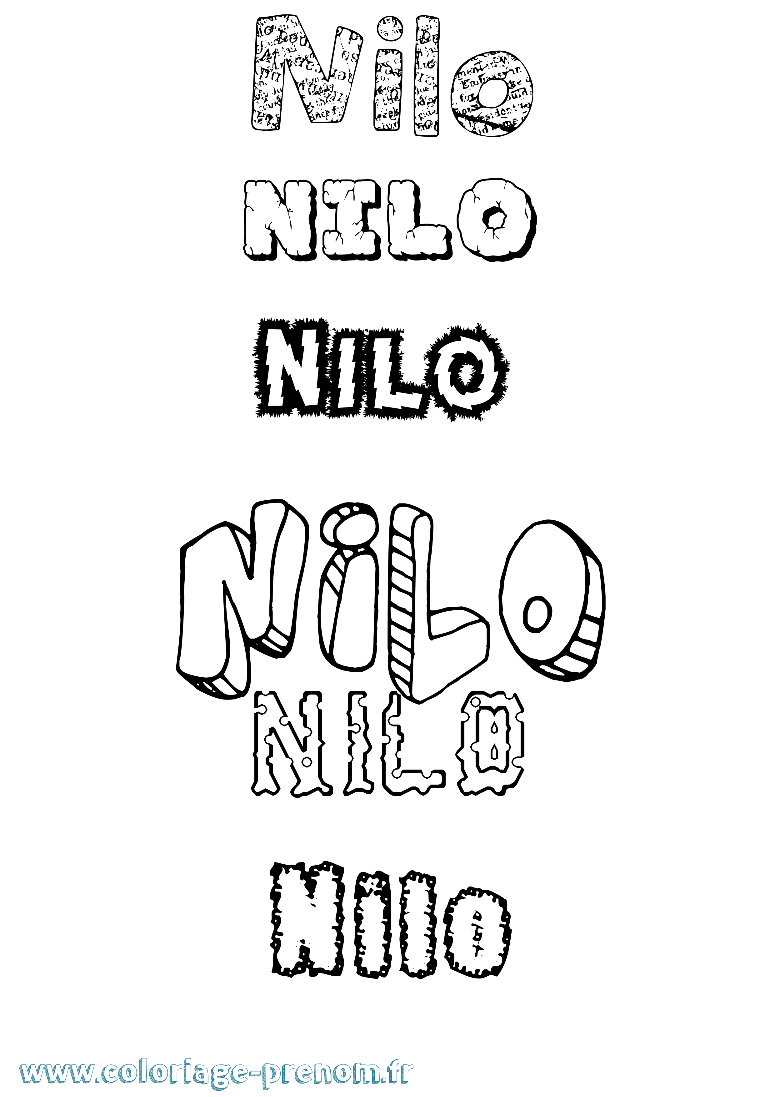Coloriage Nilo Destructuré Coloriage prénom Nilo Destructuré