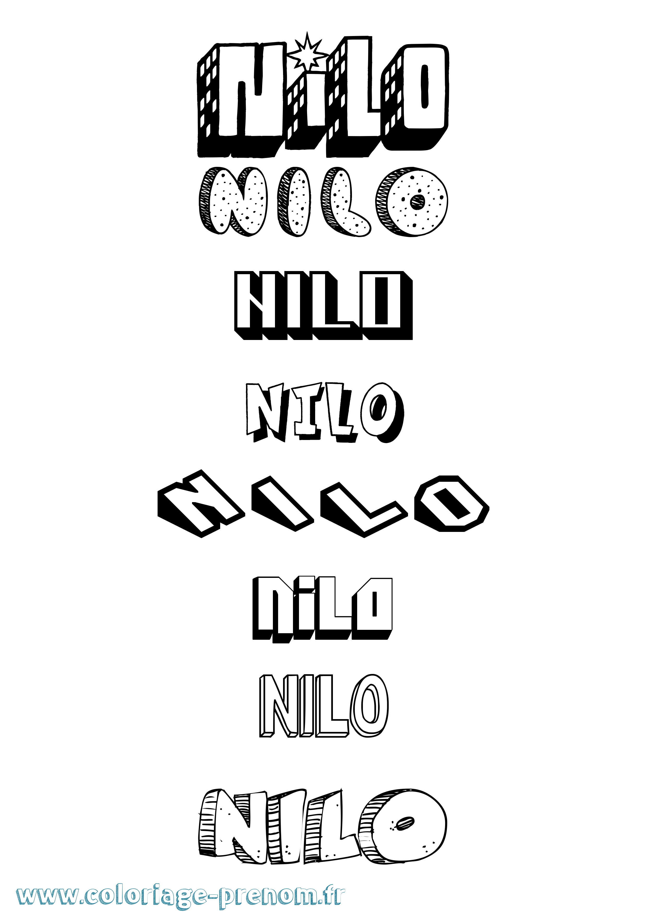 Coloriage Nilo Effet 3D Coloriage prénom Nilo Effet 3D
