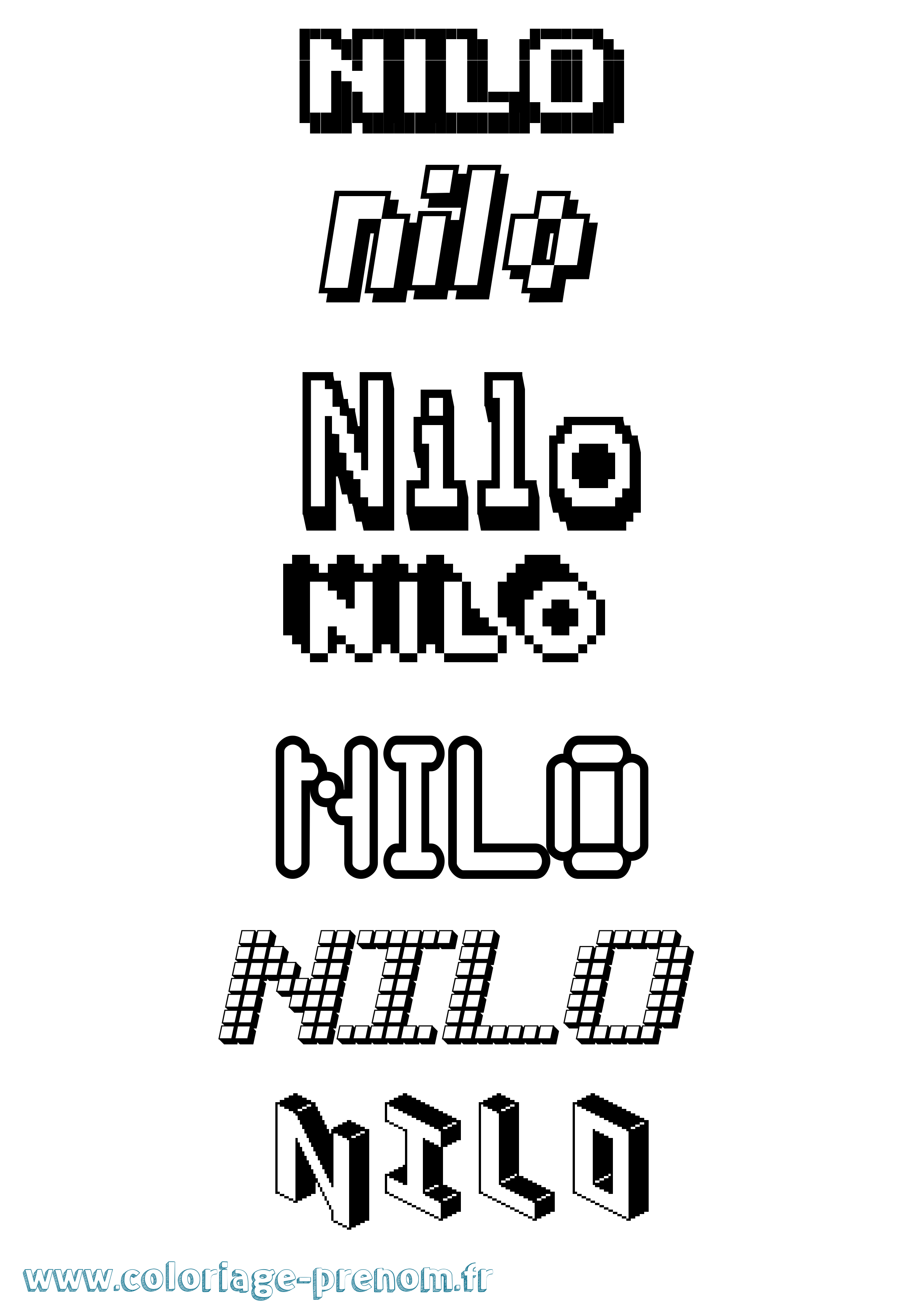 Coloriage Nilo Pixel Coloriage prénom Nilo Pixel