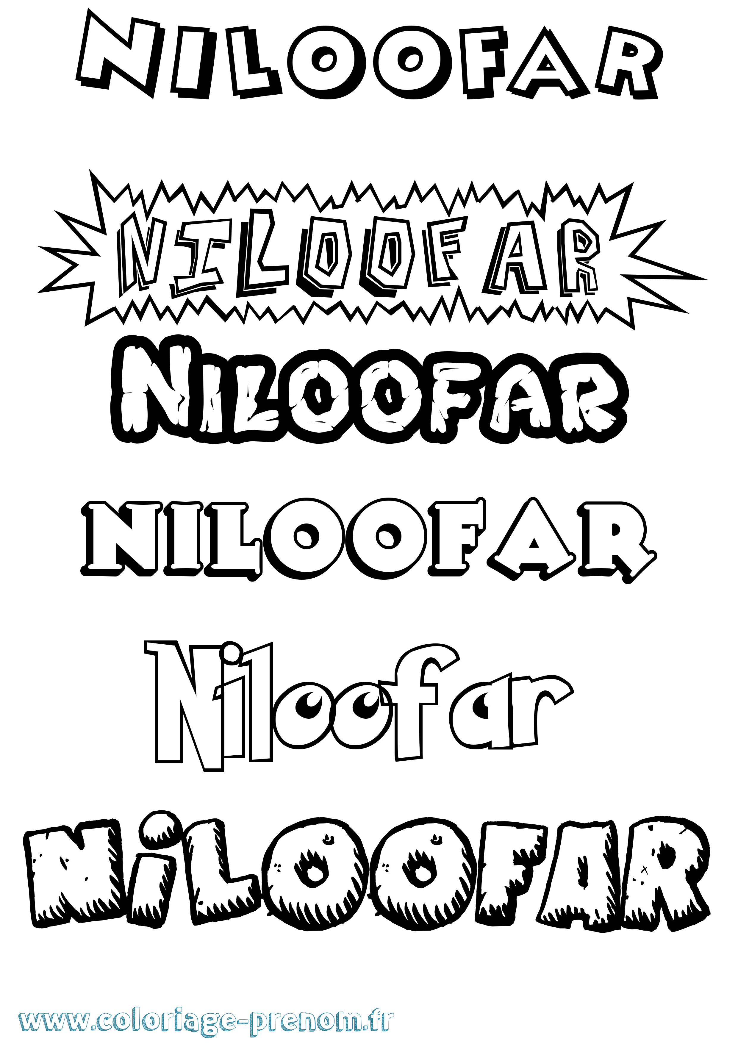Coloriage Niloofar Dessin Animé Coloriage prénom Niloofar Dessin Animé