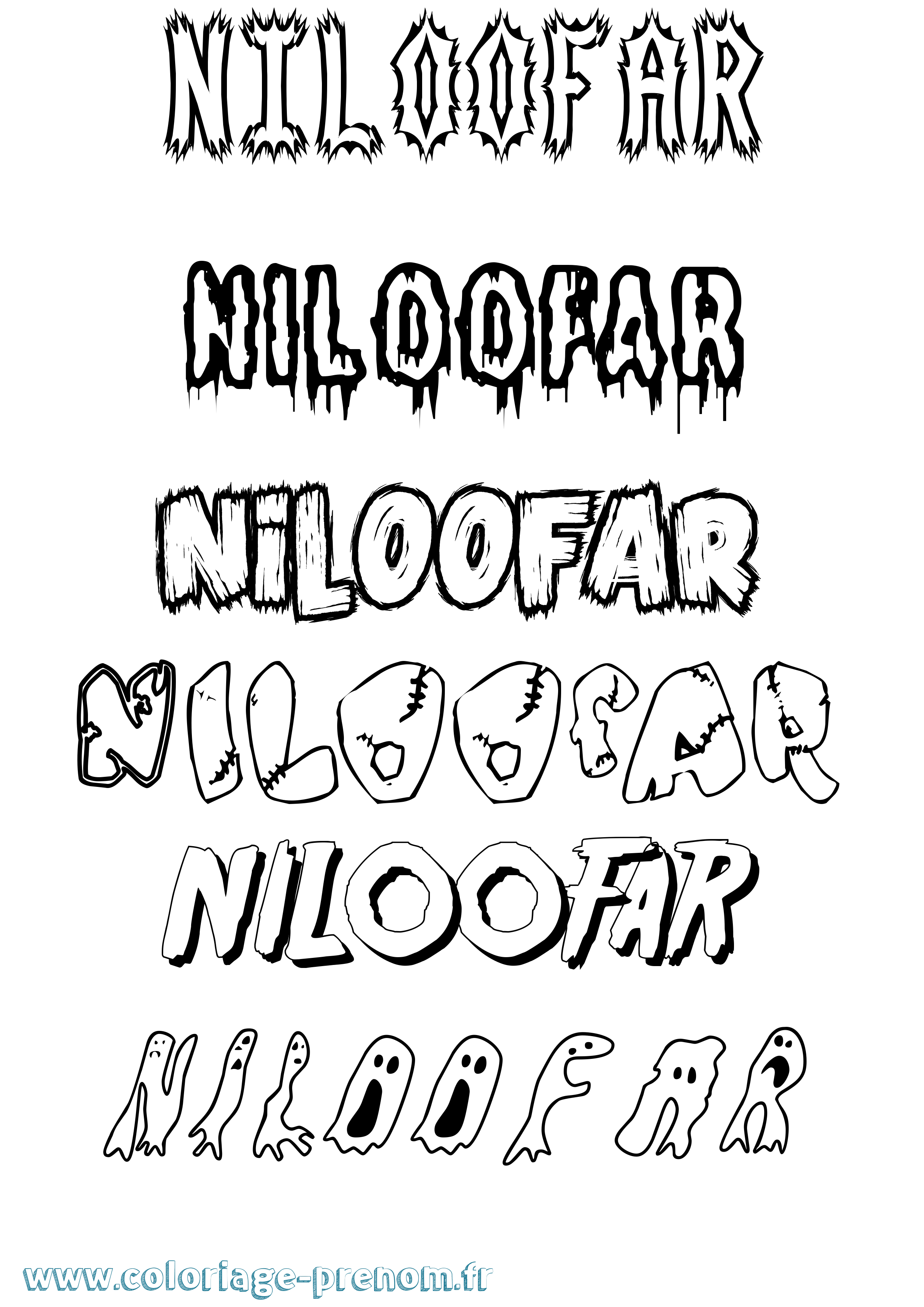 Coloriage Niloofar Frisson Coloriage prénom Niloofar Frisson