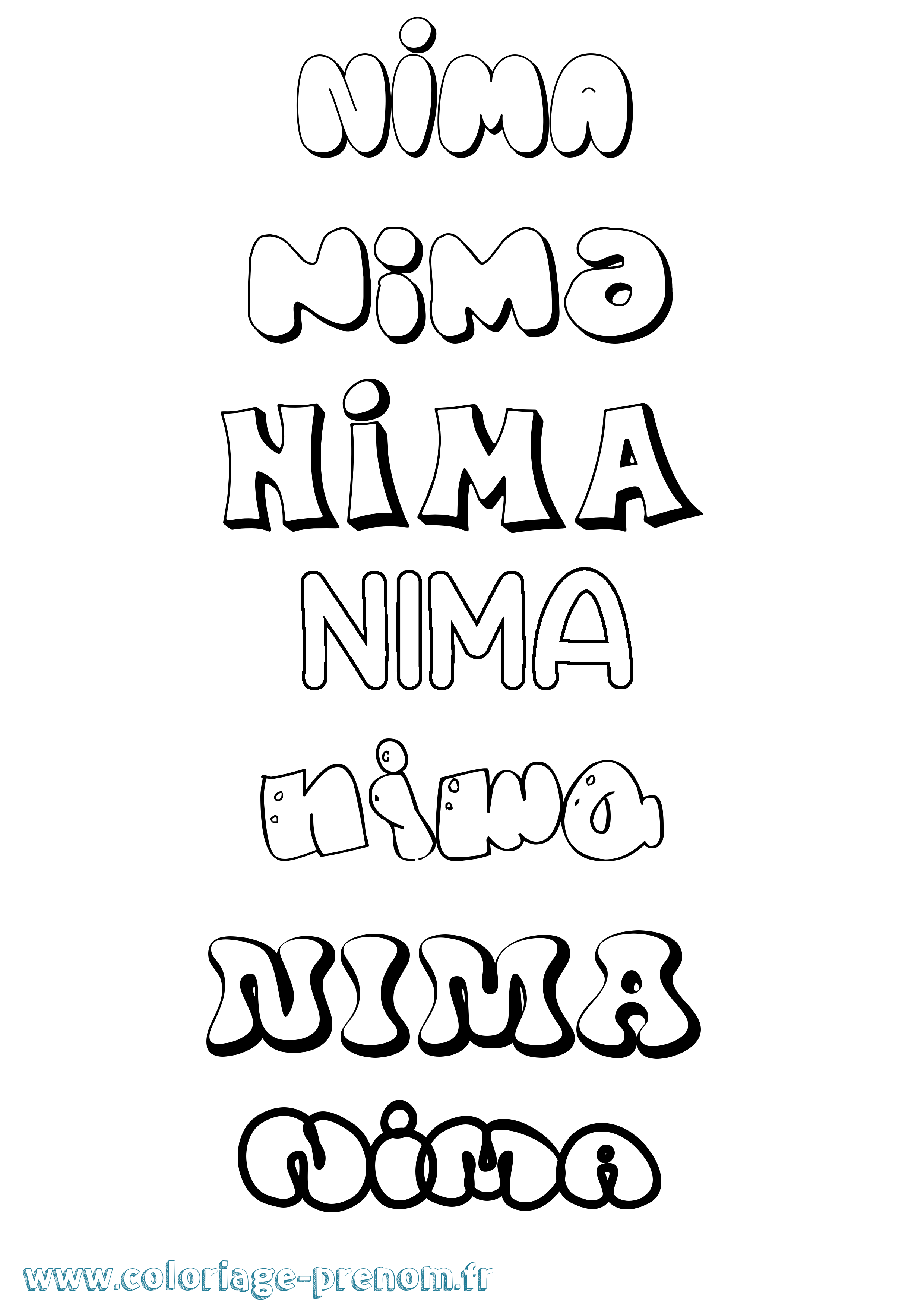 Coloriage Nima Bubble Coloriage prénom Nima Bubble