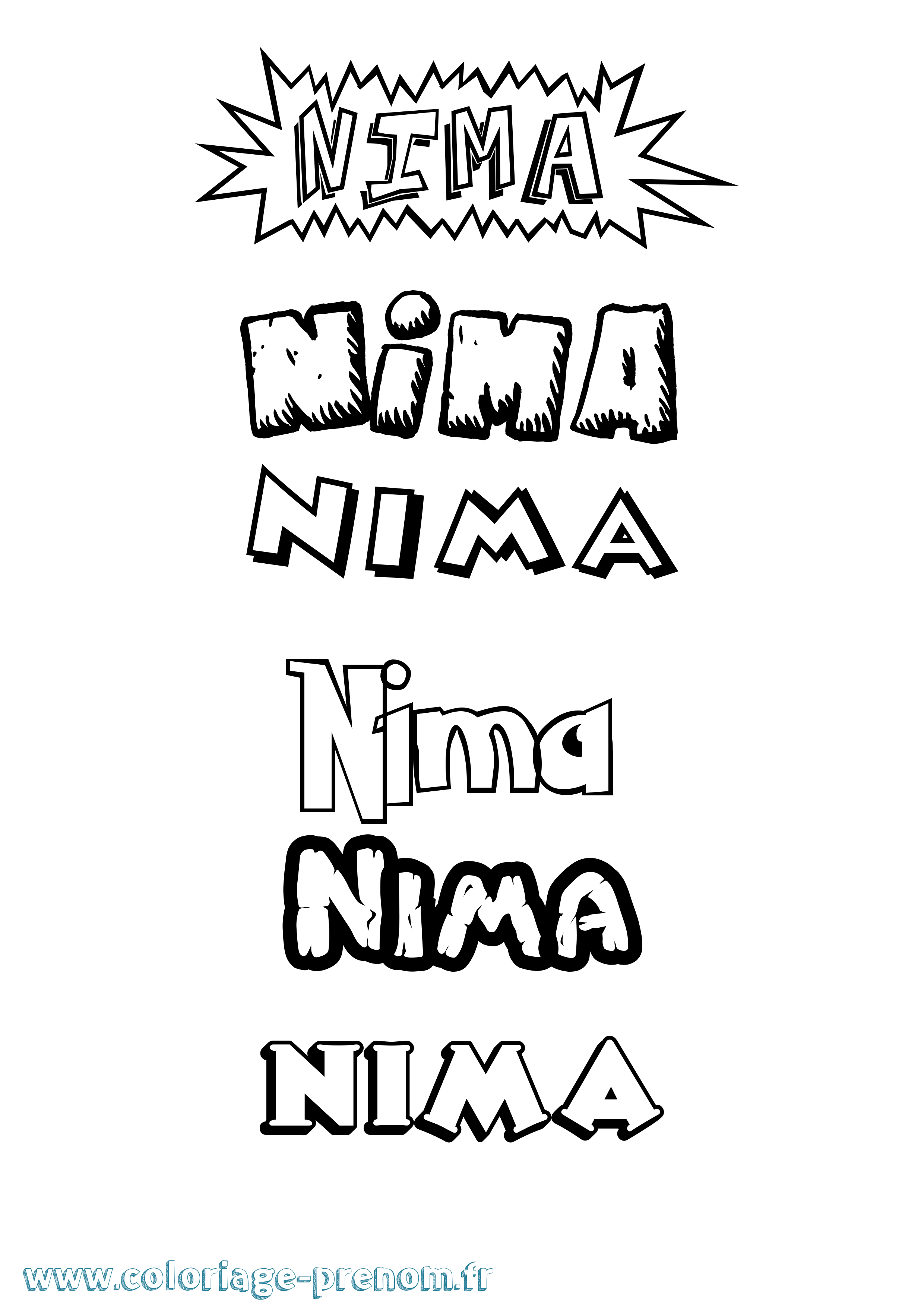 Coloriage Nima Dessin Animé Coloriage prénom Nima Dessin Animé