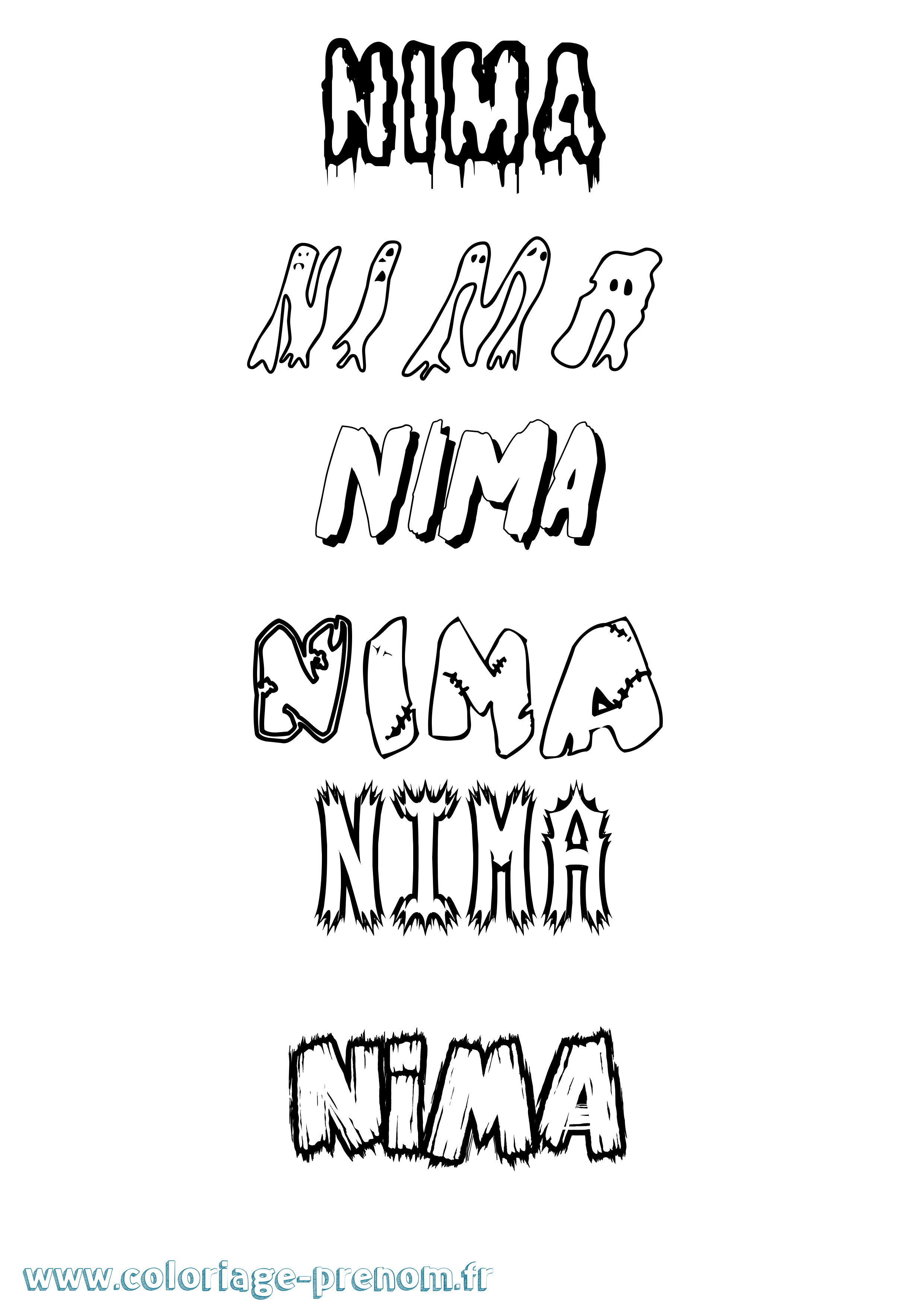 Coloriage Nima Frisson Coloriage prénom Nima Frisson