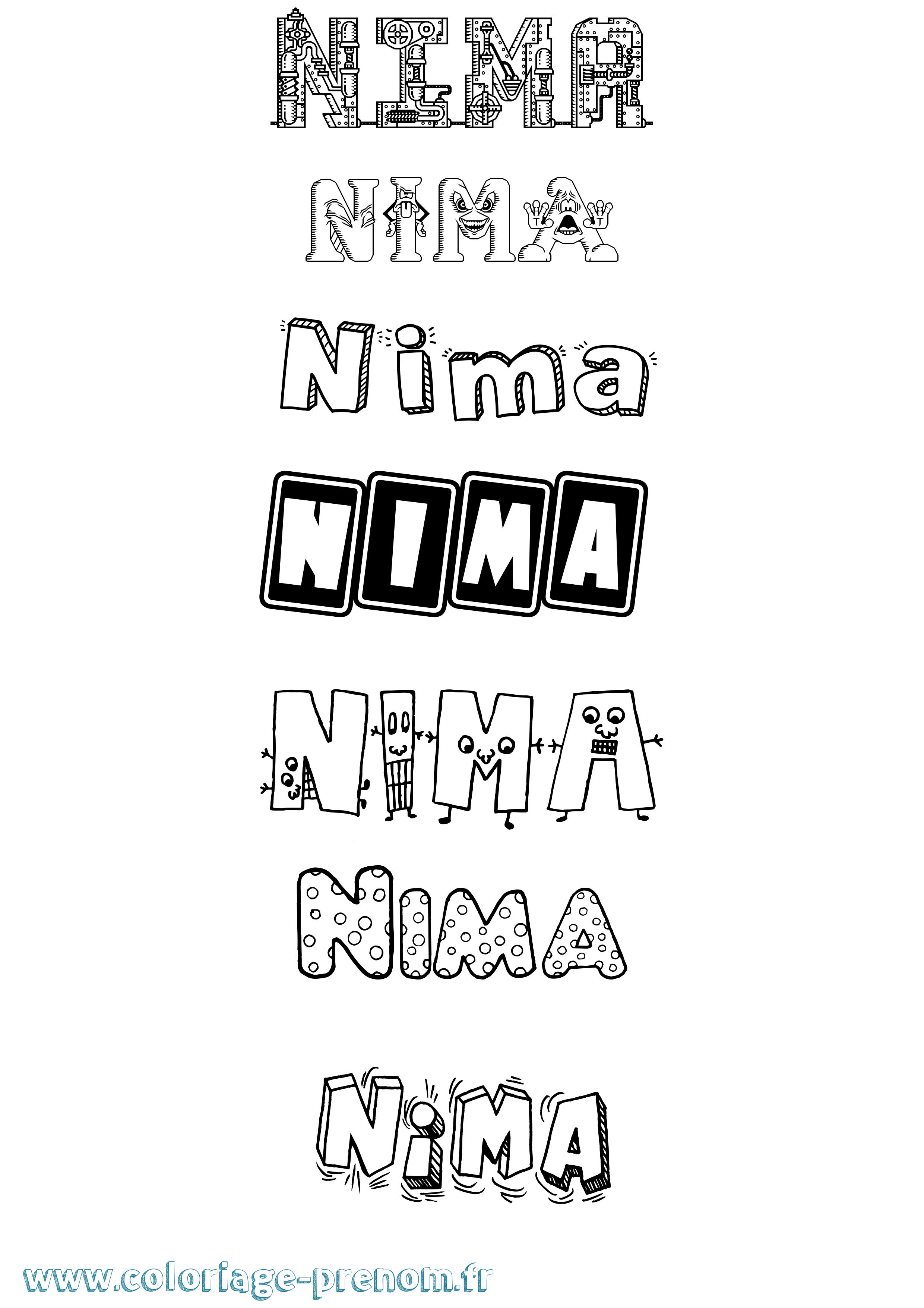 Coloriage Nima Fun Coloriage prénom Nima Fun