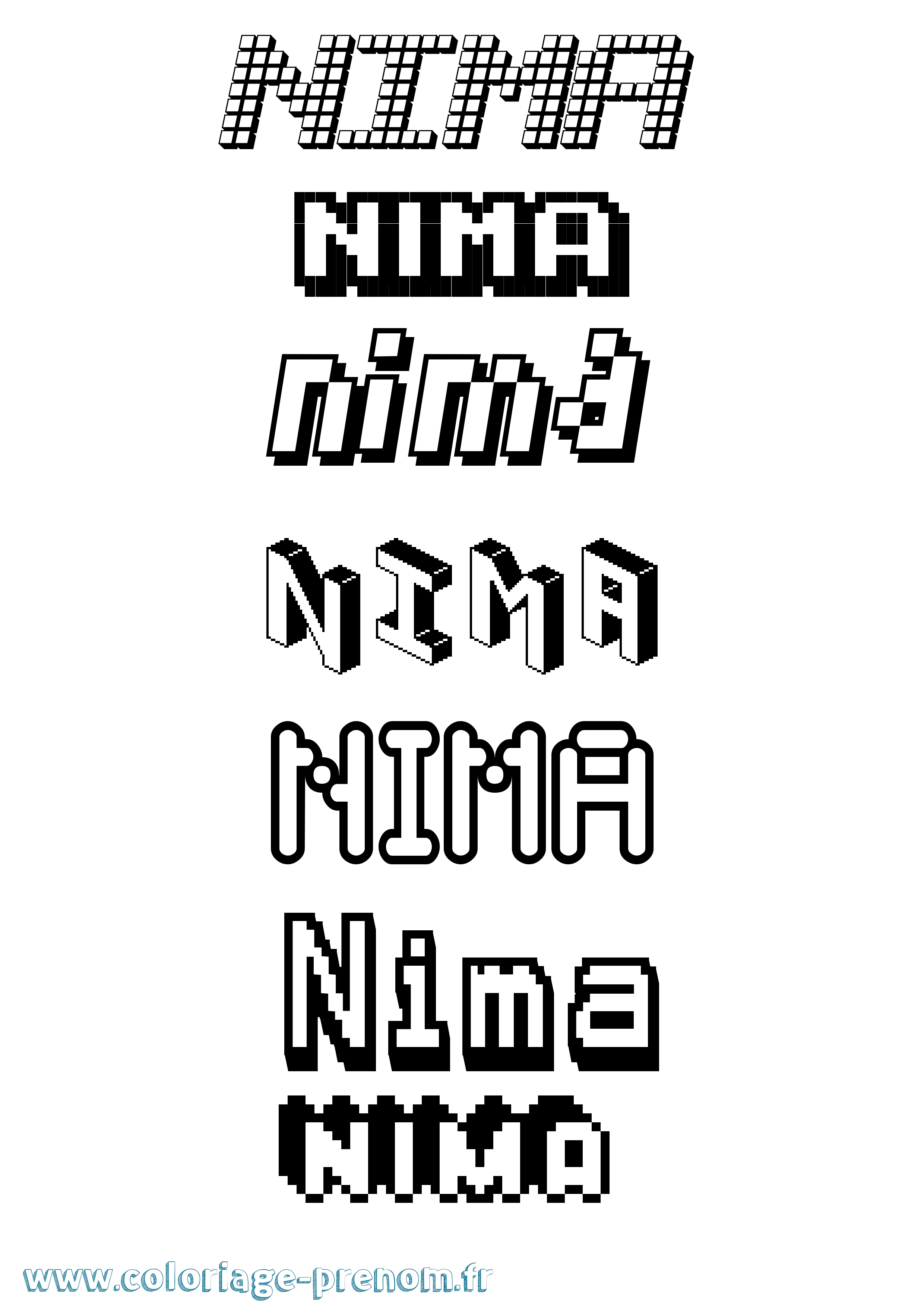 Coloriage Nima Pixel Coloriage prénom Nima Pixel
