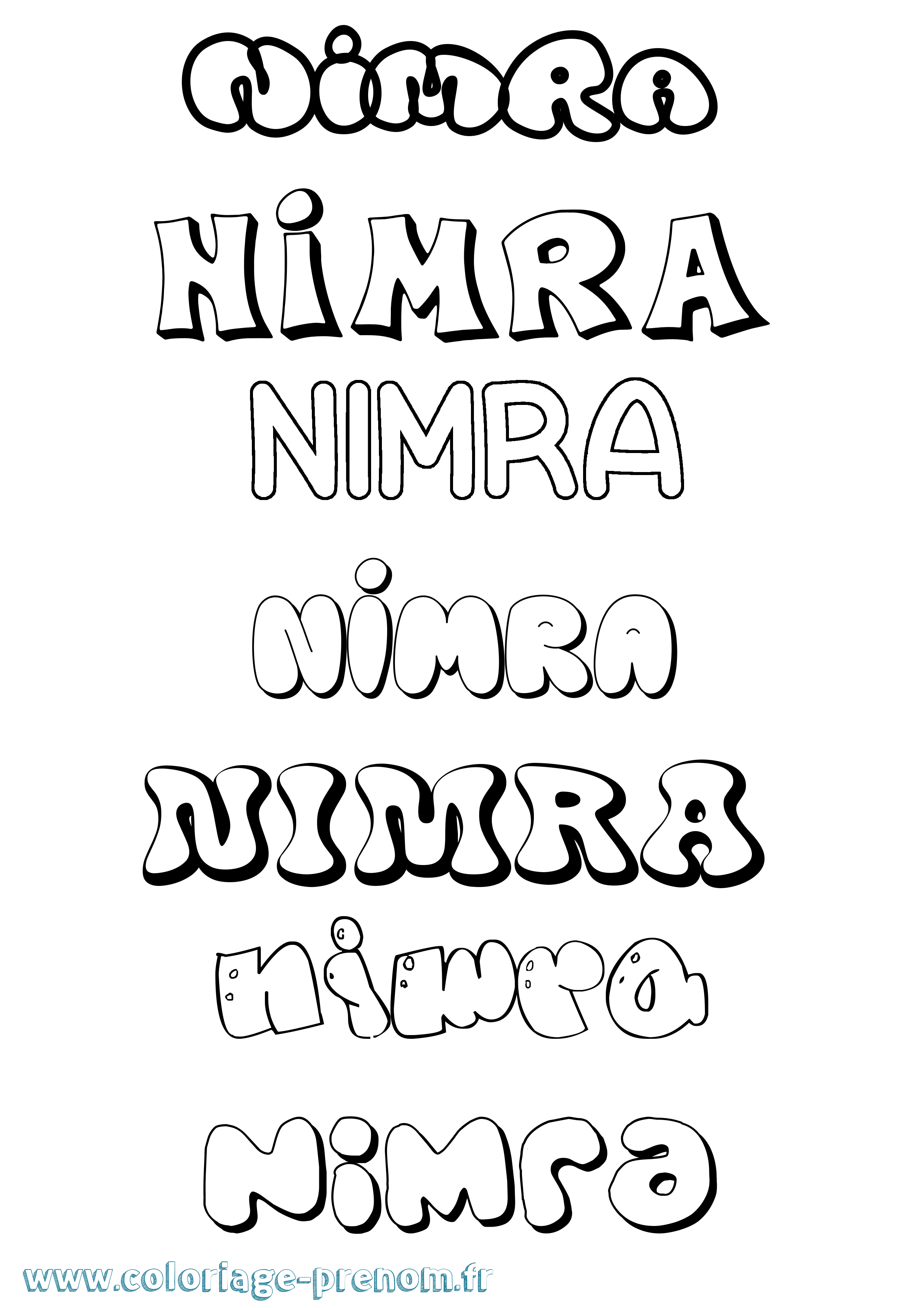 Coloriage Nimra Bubble Coloriage prénom Nimra Bubble
