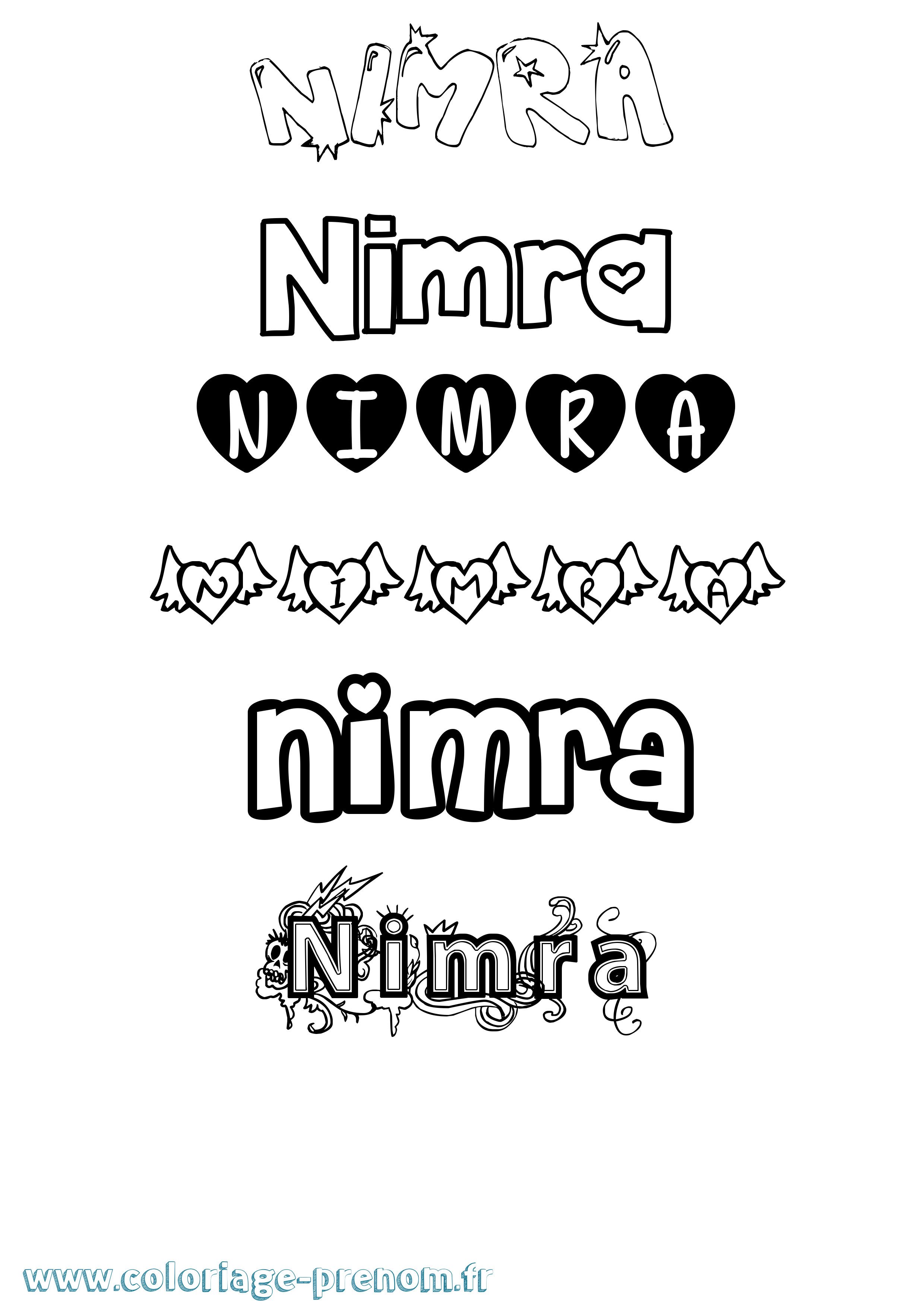 Coloriage Nimra Girly Coloriage prénom Nimra Girly