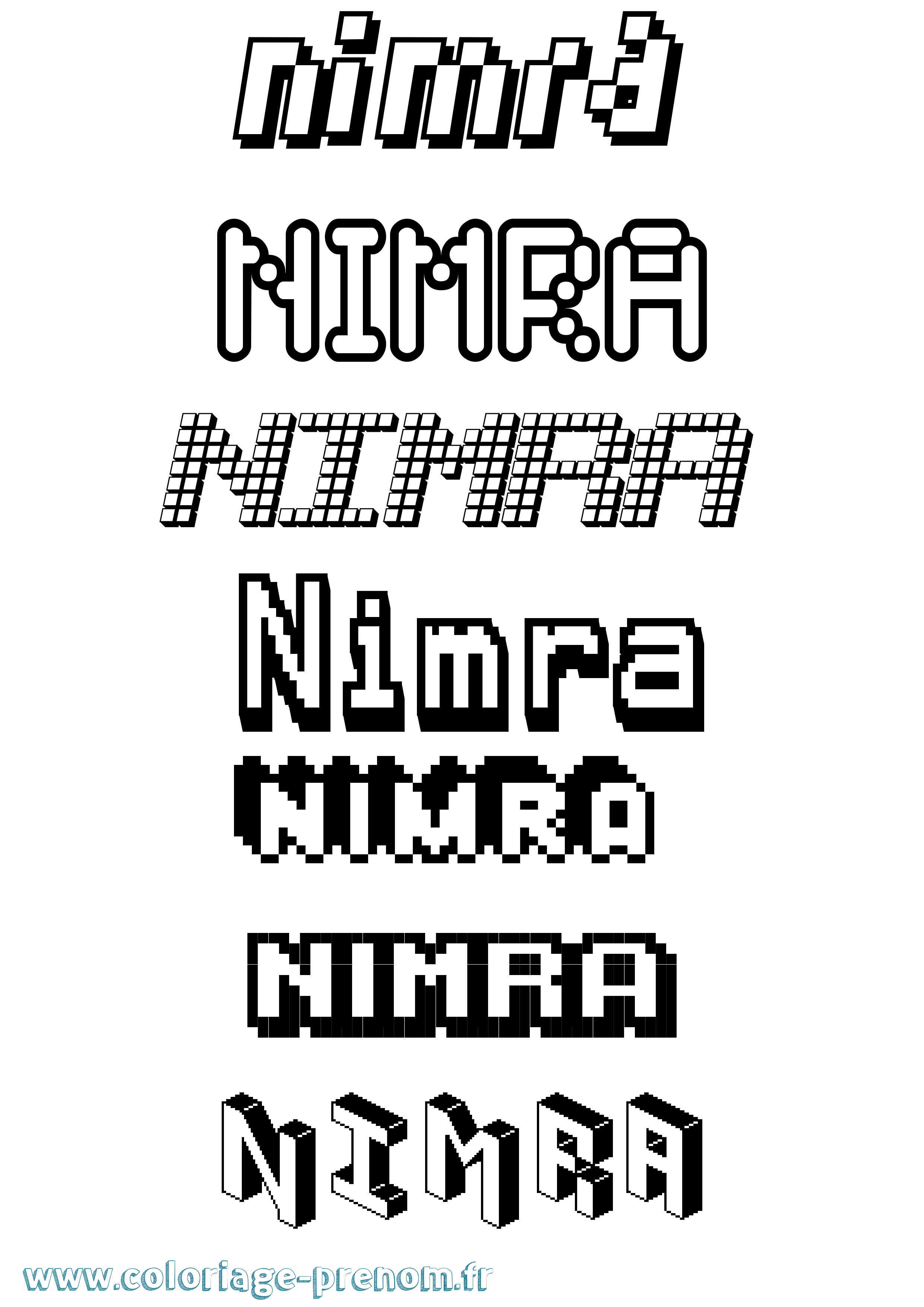 Coloriage Nimra Pixel Coloriage prénom Nimra Pixel