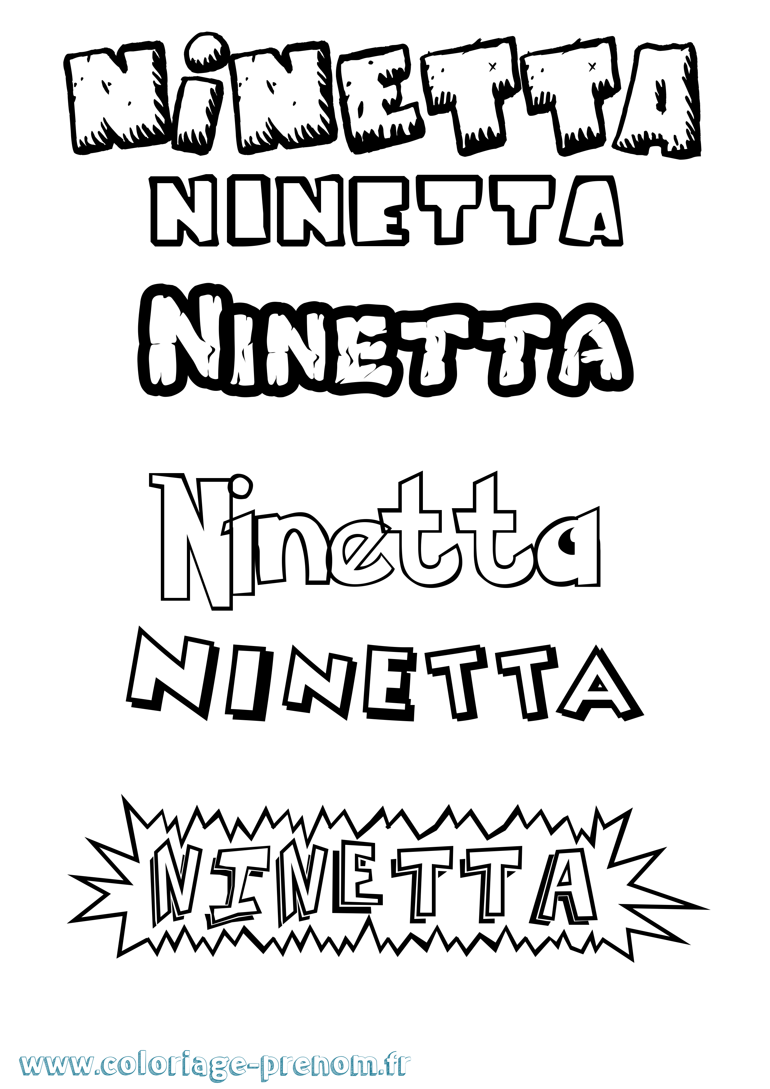 Coloriage Ninetta Dessin Animé Coloriage prénom Ninetta Dessin Animé