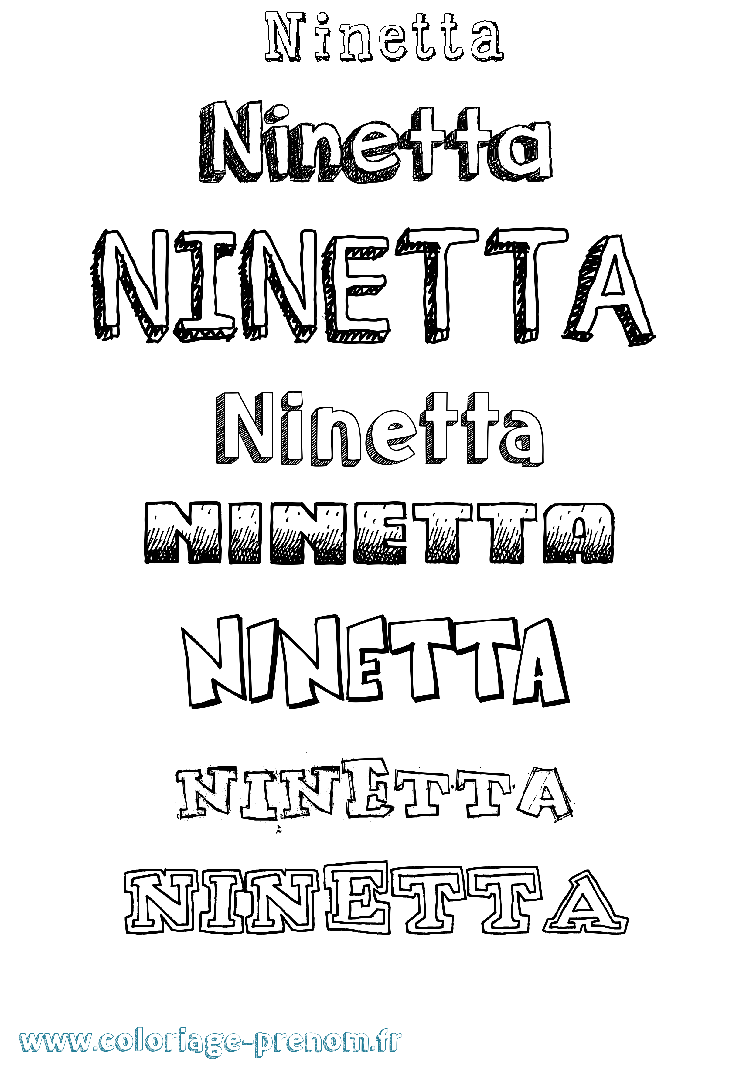 Coloriage Ninetta Dessiné Coloriage prénom Ninetta Dessiné
