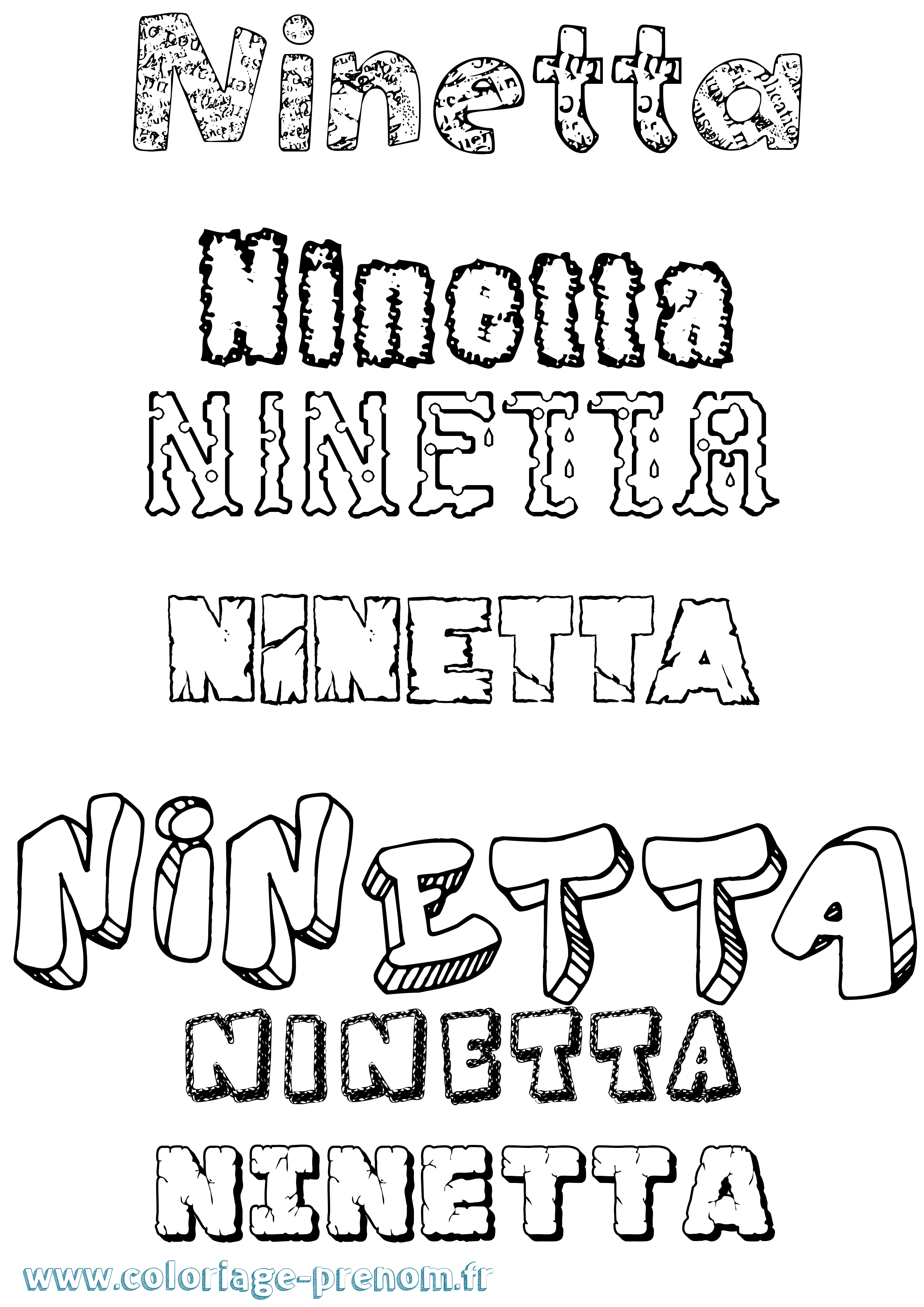 Coloriage Ninetta Destructuré Coloriage prénom Ninetta Destructuré