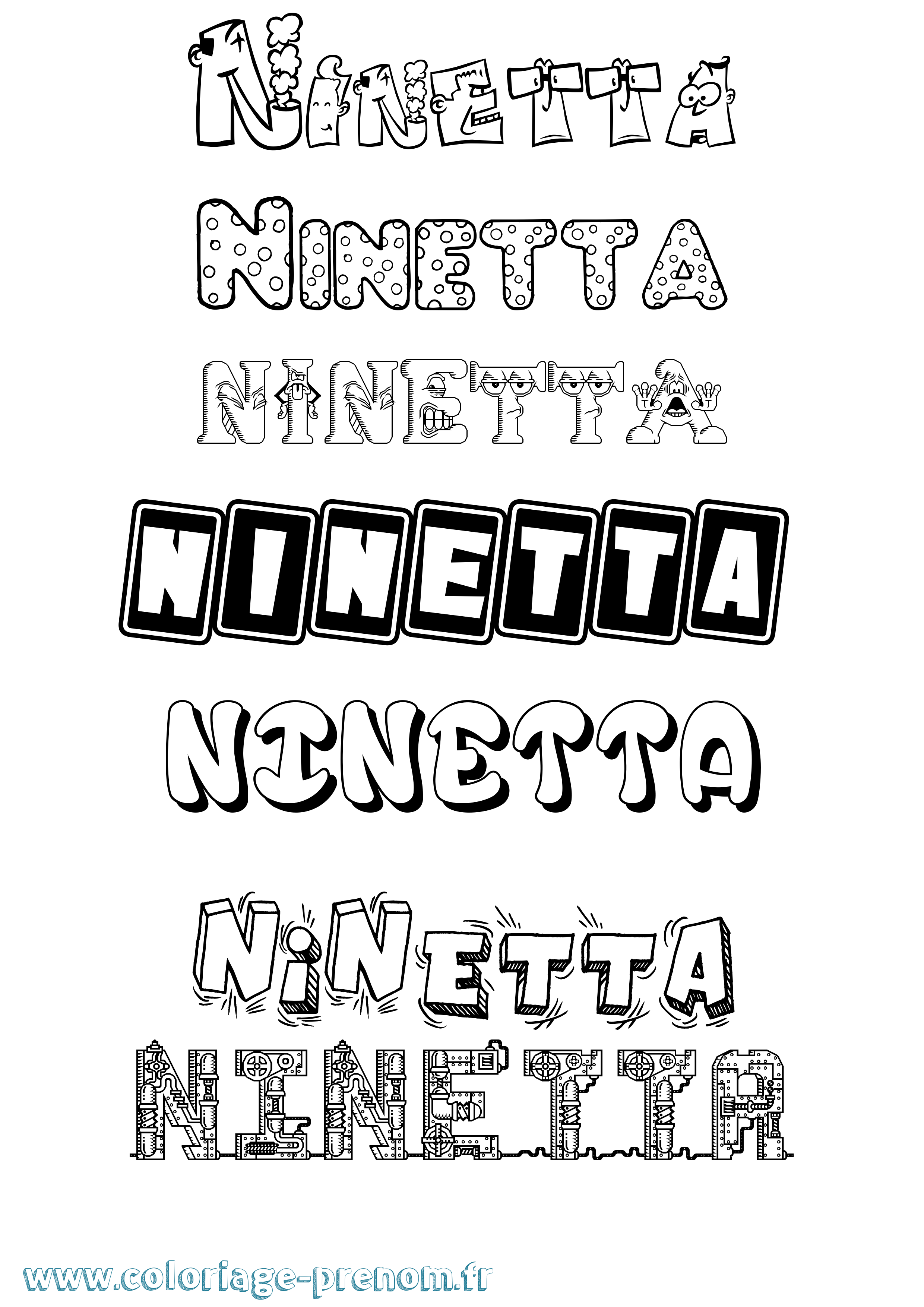 Coloriage Ninetta Fun Coloriage prénom Ninetta Fun
