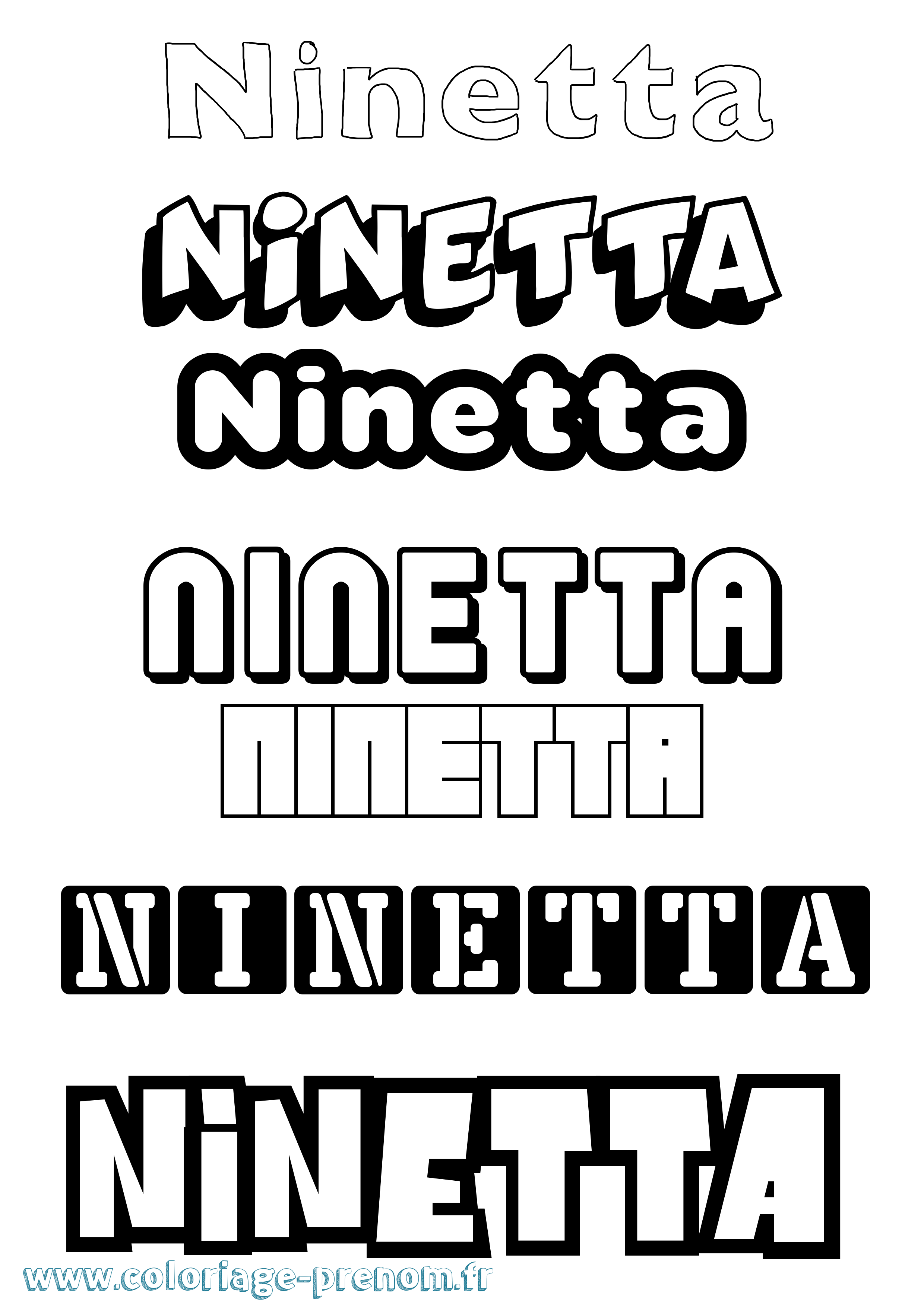 Coloriage Ninetta Simple Coloriage prénom Ninetta Simple