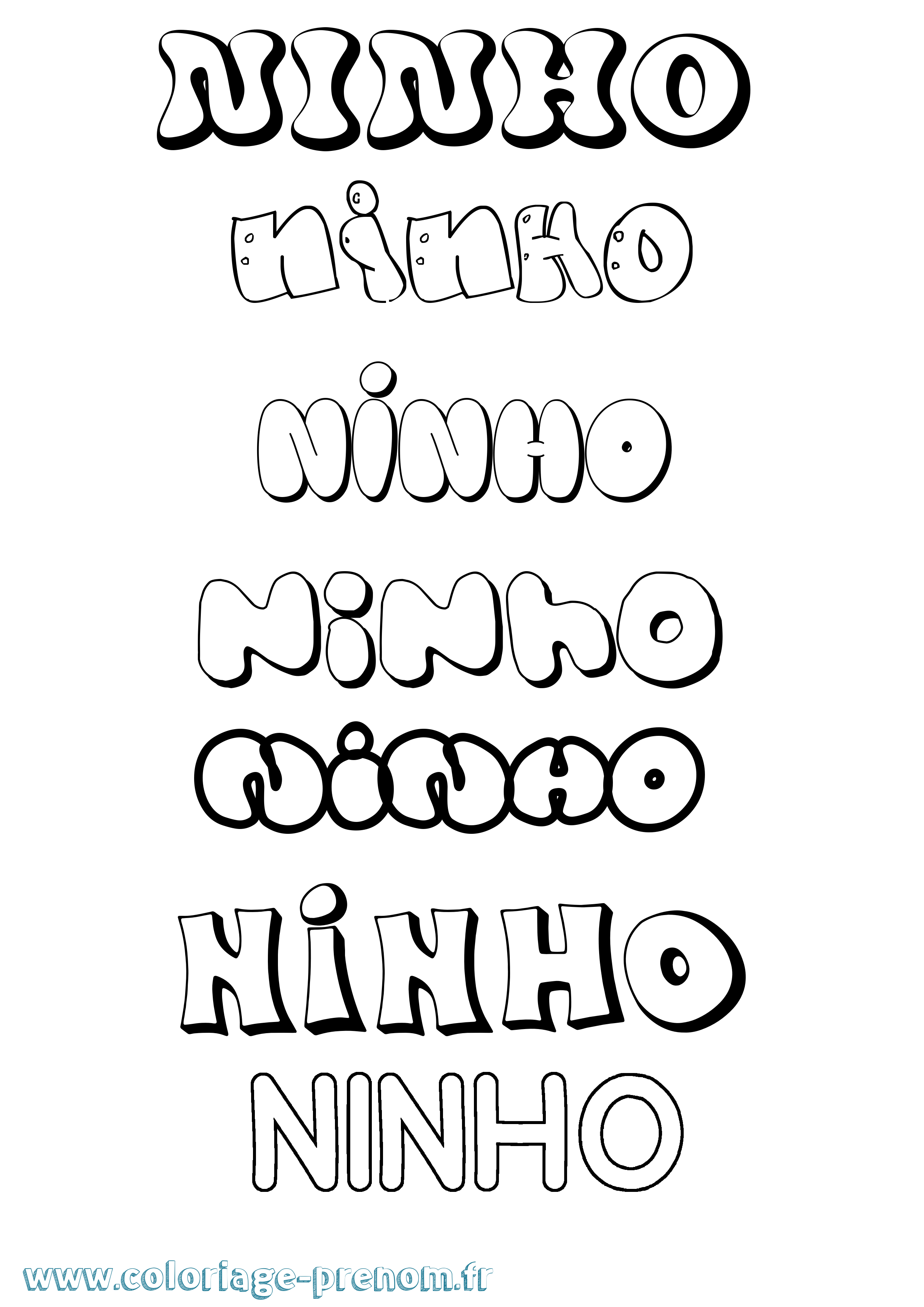 Coloriage Ninho Bubble Coloriage prénom Ninho Bubble