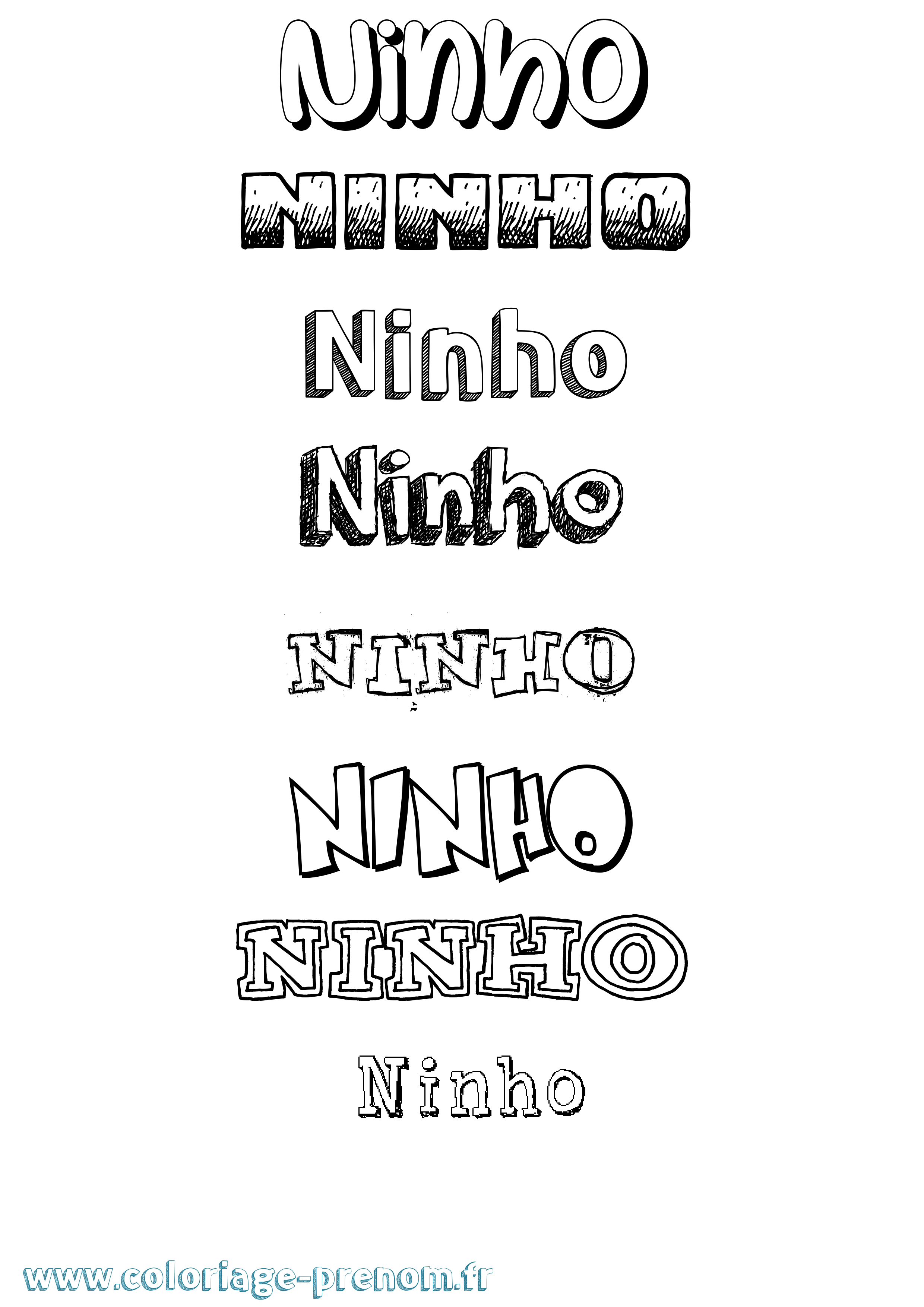 Coloriage Ninho Dessiné Coloriage prénom Ninho Dessiné