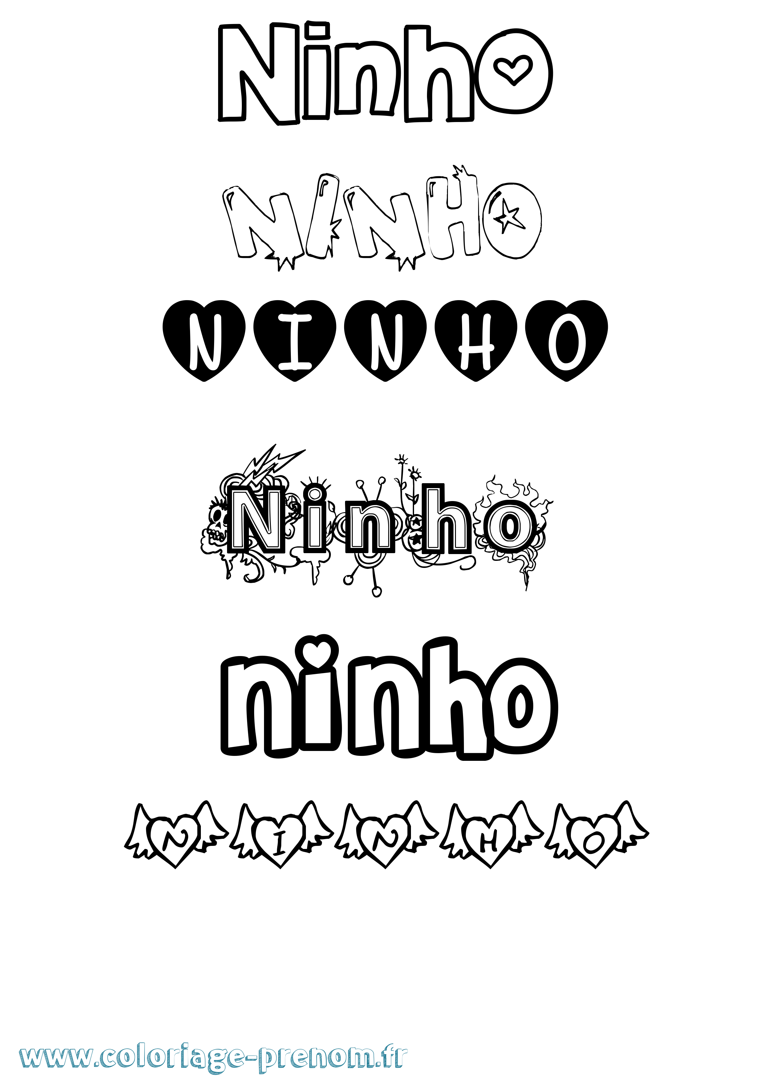 Coloriage Ninho Girly Coloriage prénom Ninho Girly