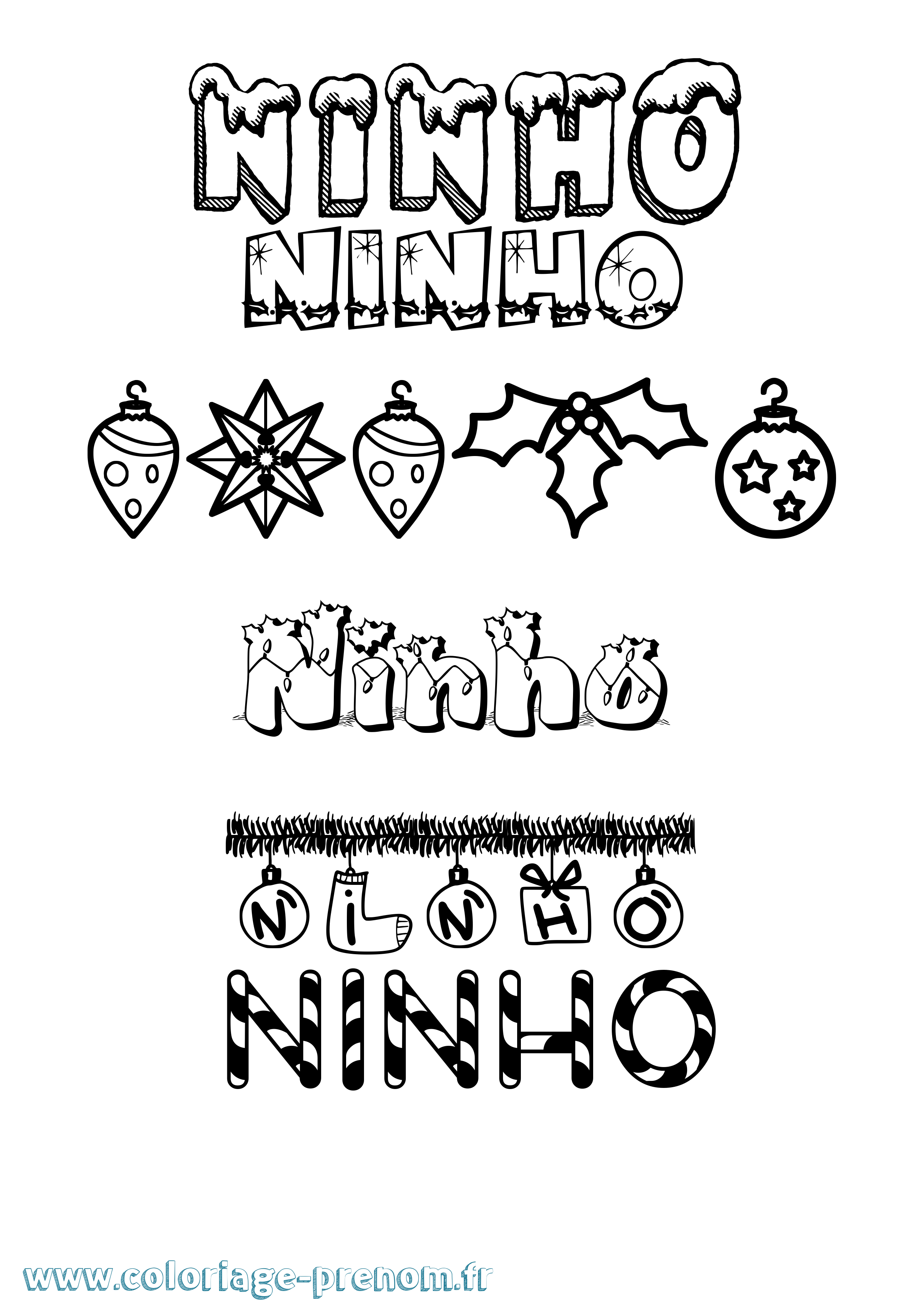 Coloriage Ninho Noël Coloriage prénom Ninho Noël