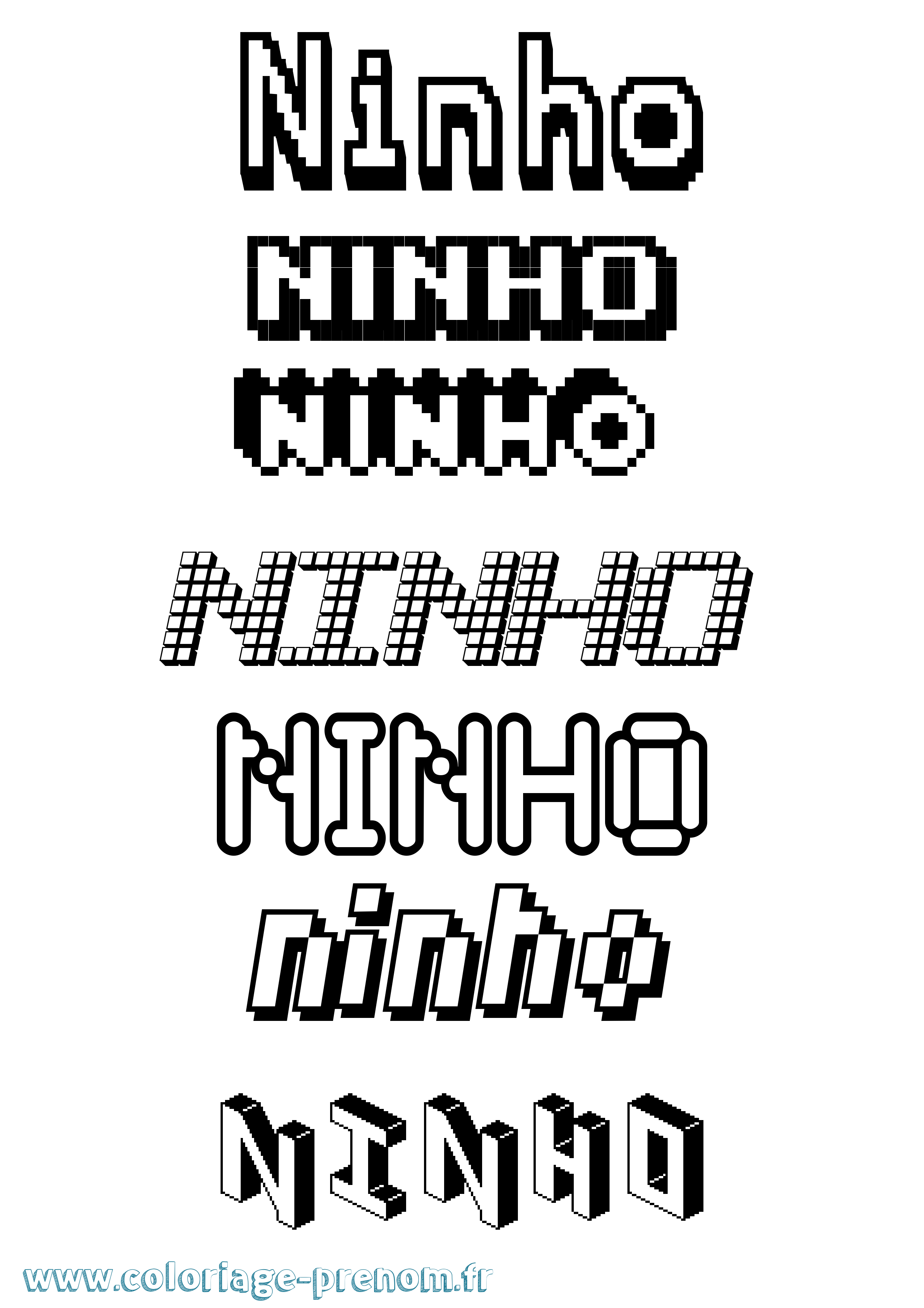 Coloriage Ninho Pixel Coloriage prénom Ninho Pixel
