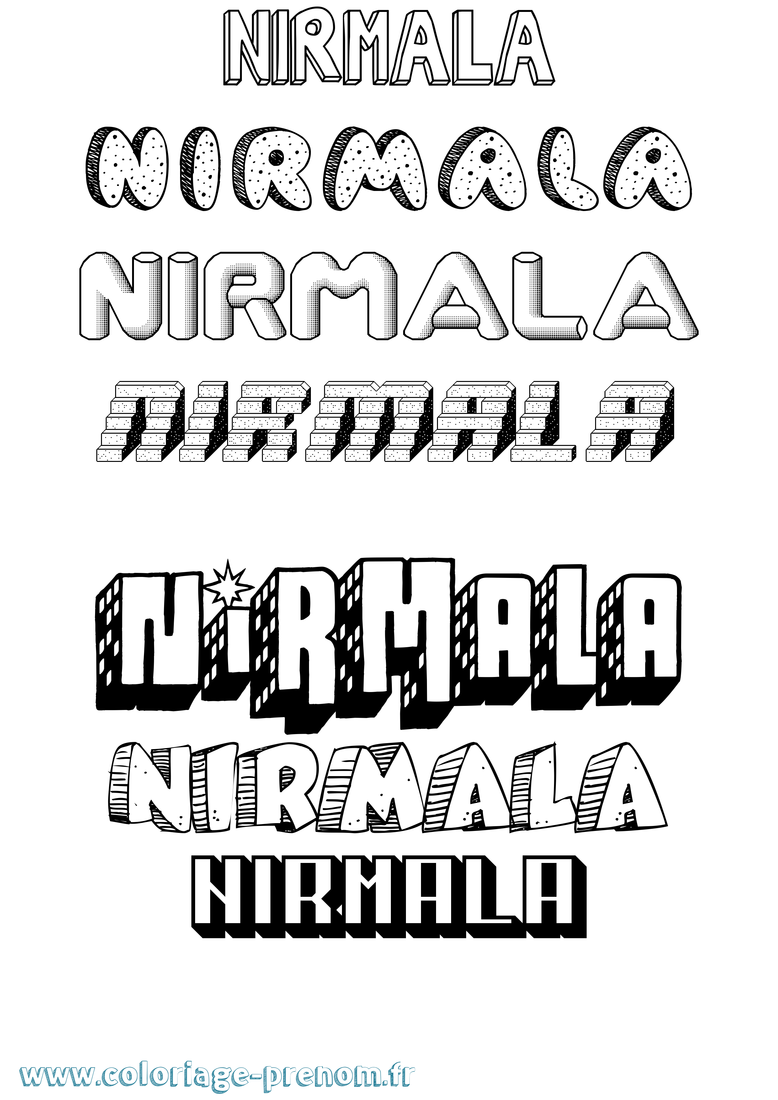 Coloriage Nirmala Effet 3D Coloriage prénom Nirmala Effet 3D