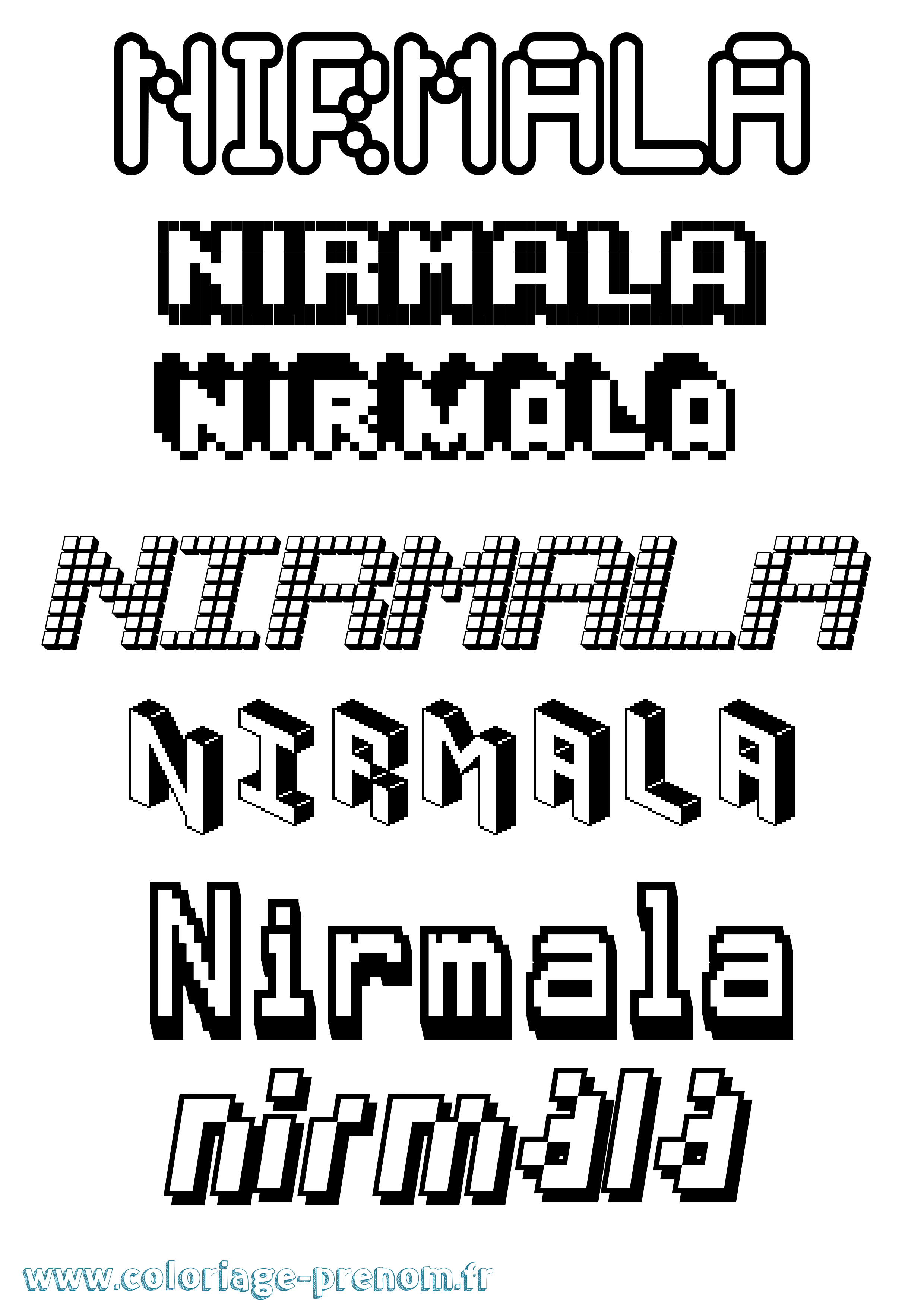 Coloriage Nirmala Pixel Coloriage prénom Nirmala Pixel