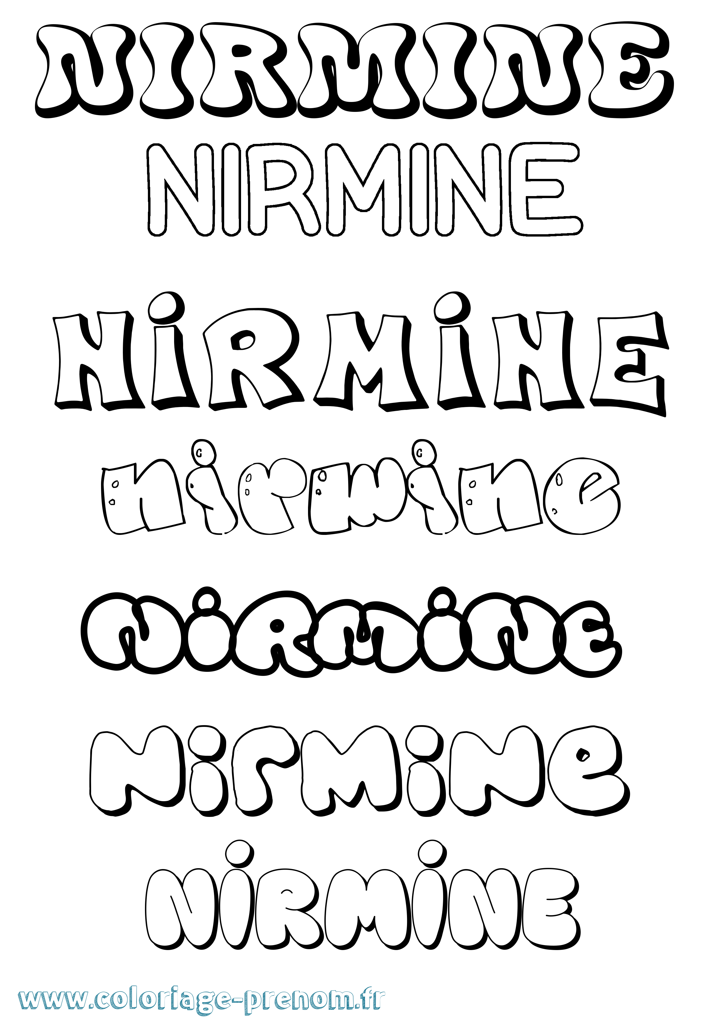 Coloriage Nirmine Bubble Coloriage prénom Nirmine Bubble