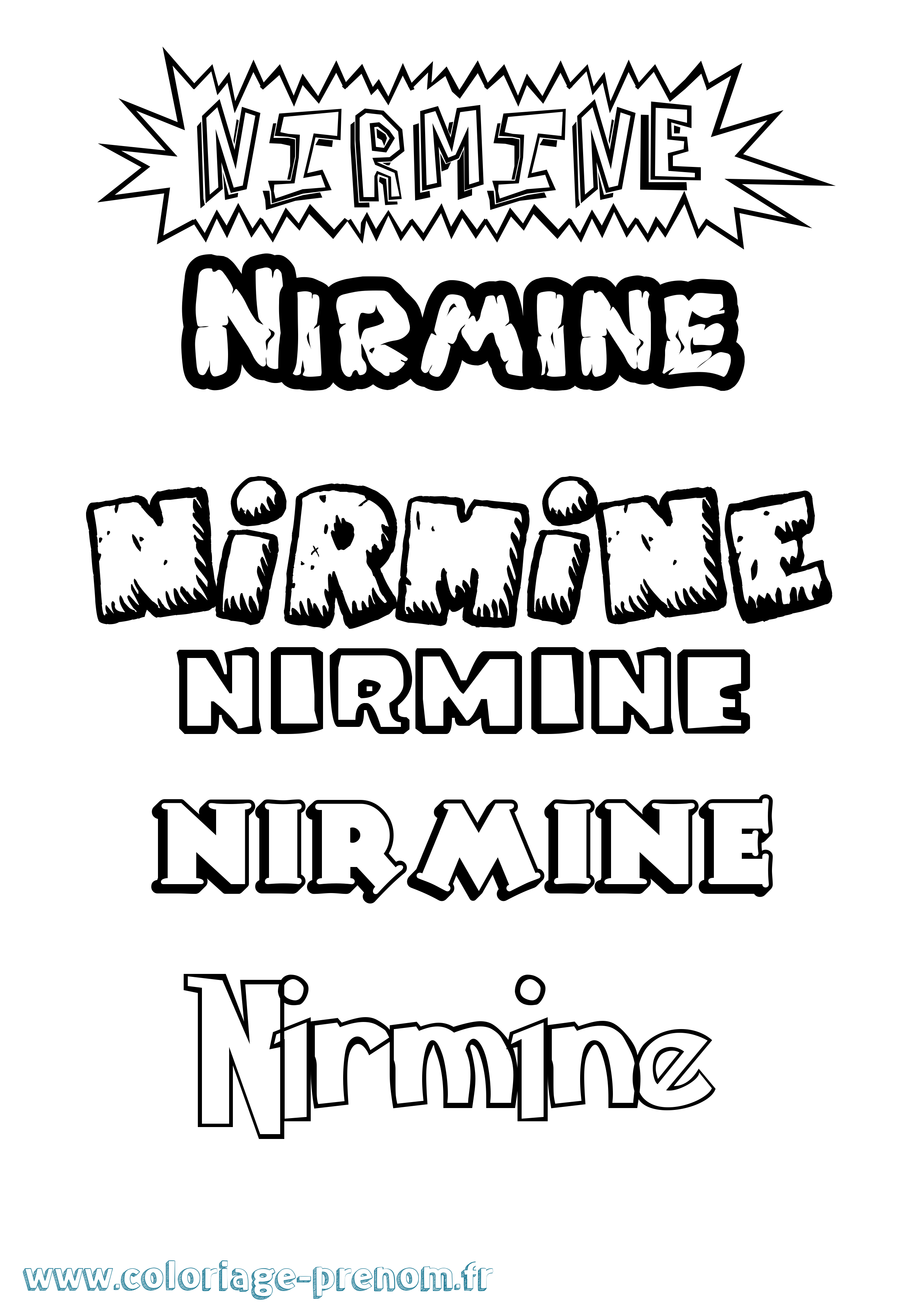 Coloriage Nirmine Dessin Animé Coloriage prénom Nirmine Dessin Animé