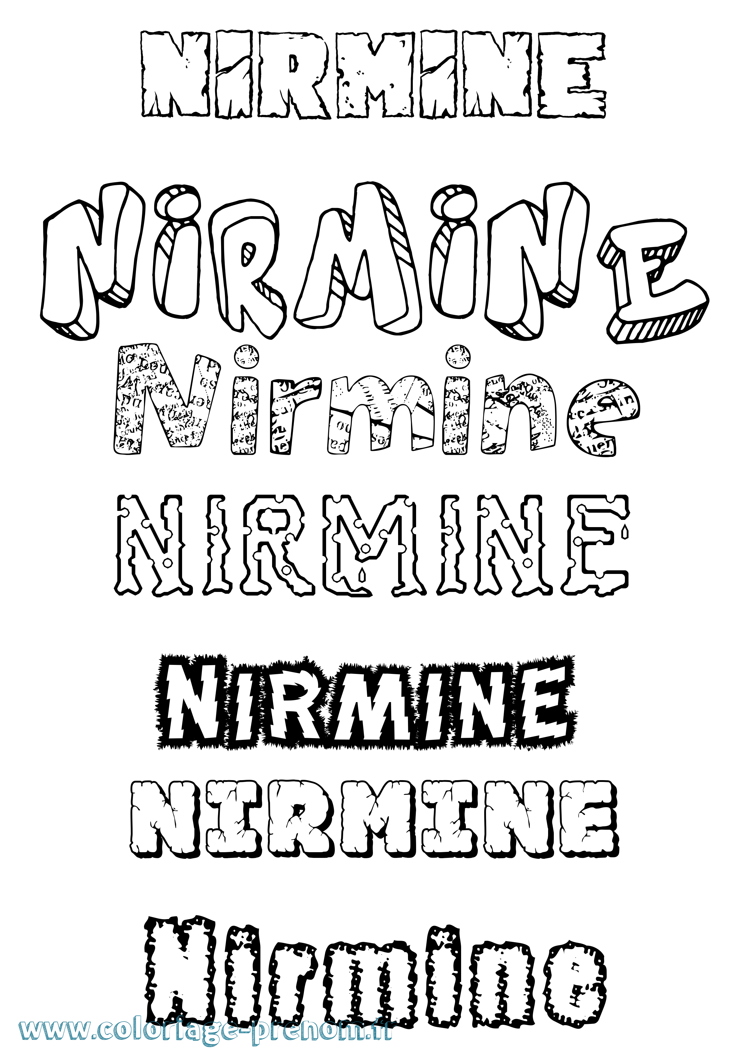 Coloriage Nirmine Destructuré Coloriage prénom Nirmine Destructuré