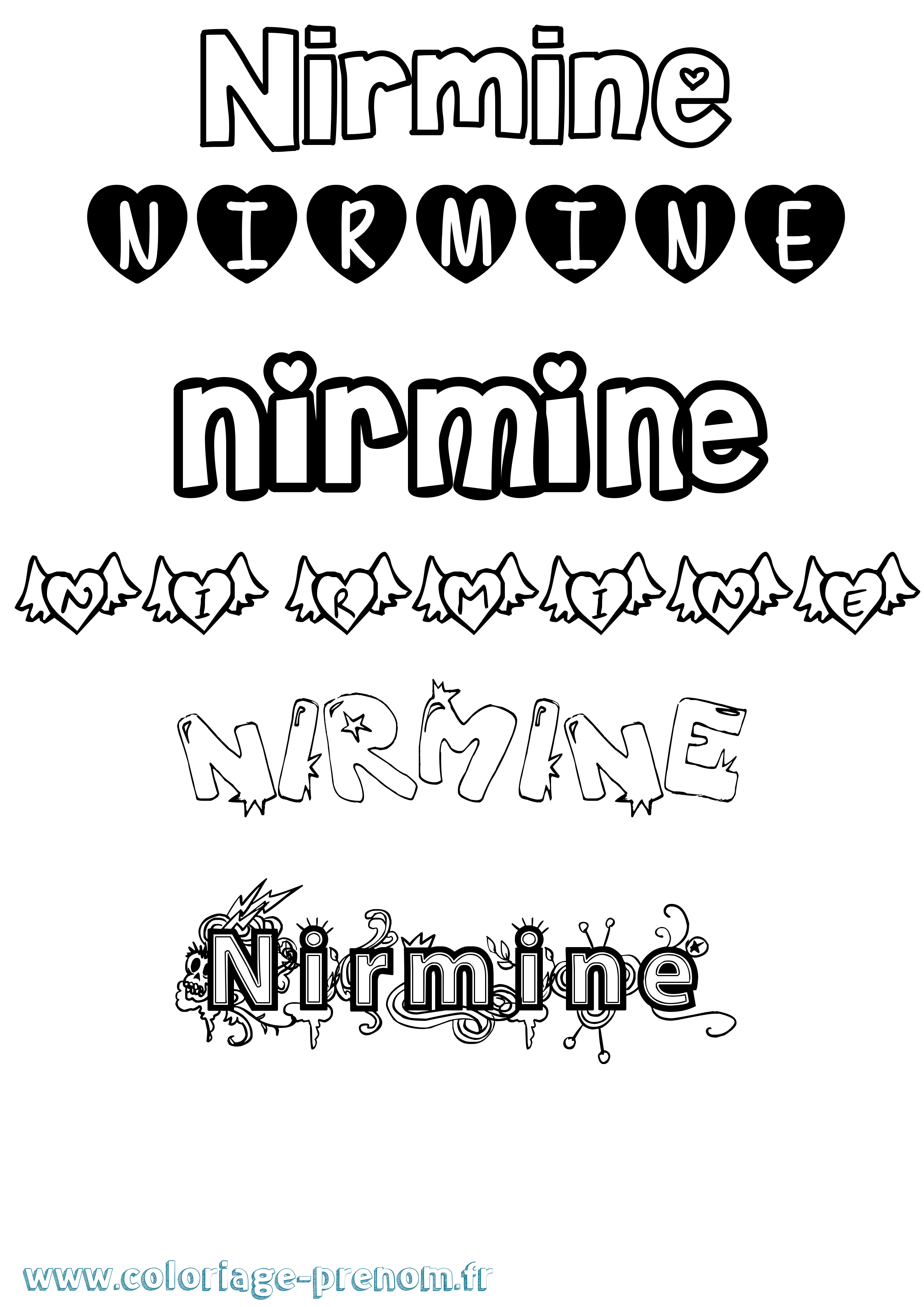 Coloriage Nirmine Girly Coloriage prénom Nirmine Girly
