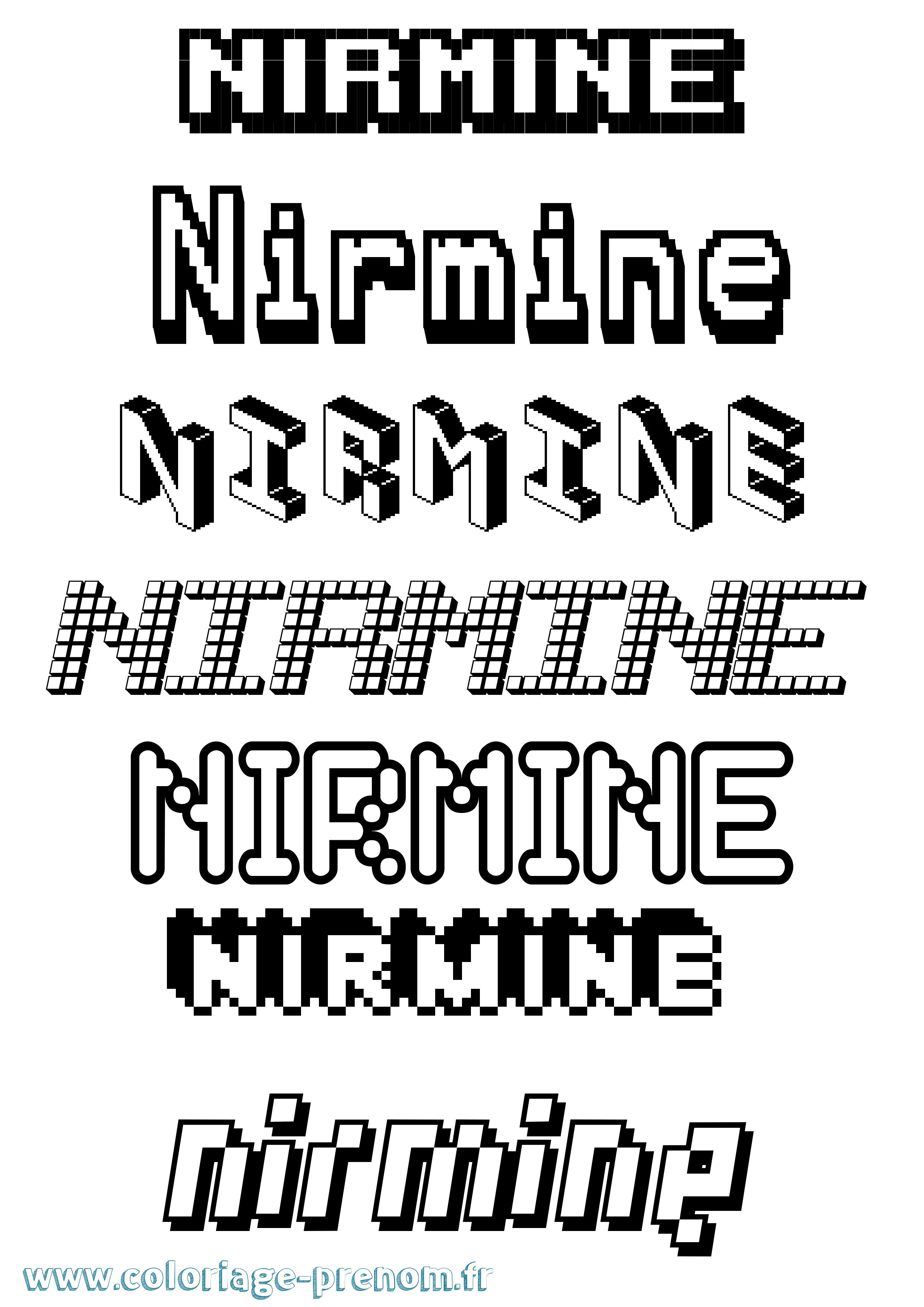 Coloriage Nirmine Pixel Coloriage prénom Nirmine Pixel