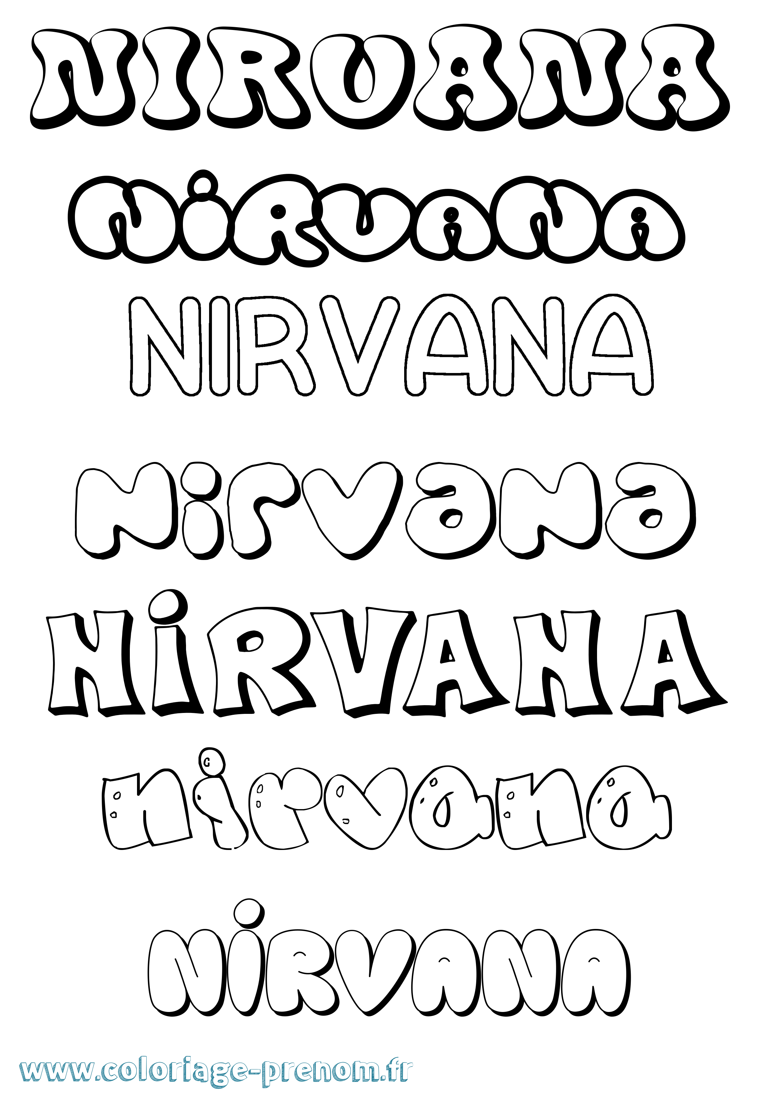 Coloriage Nirvana Bubble Coloriage prénom Nirvana Bubble