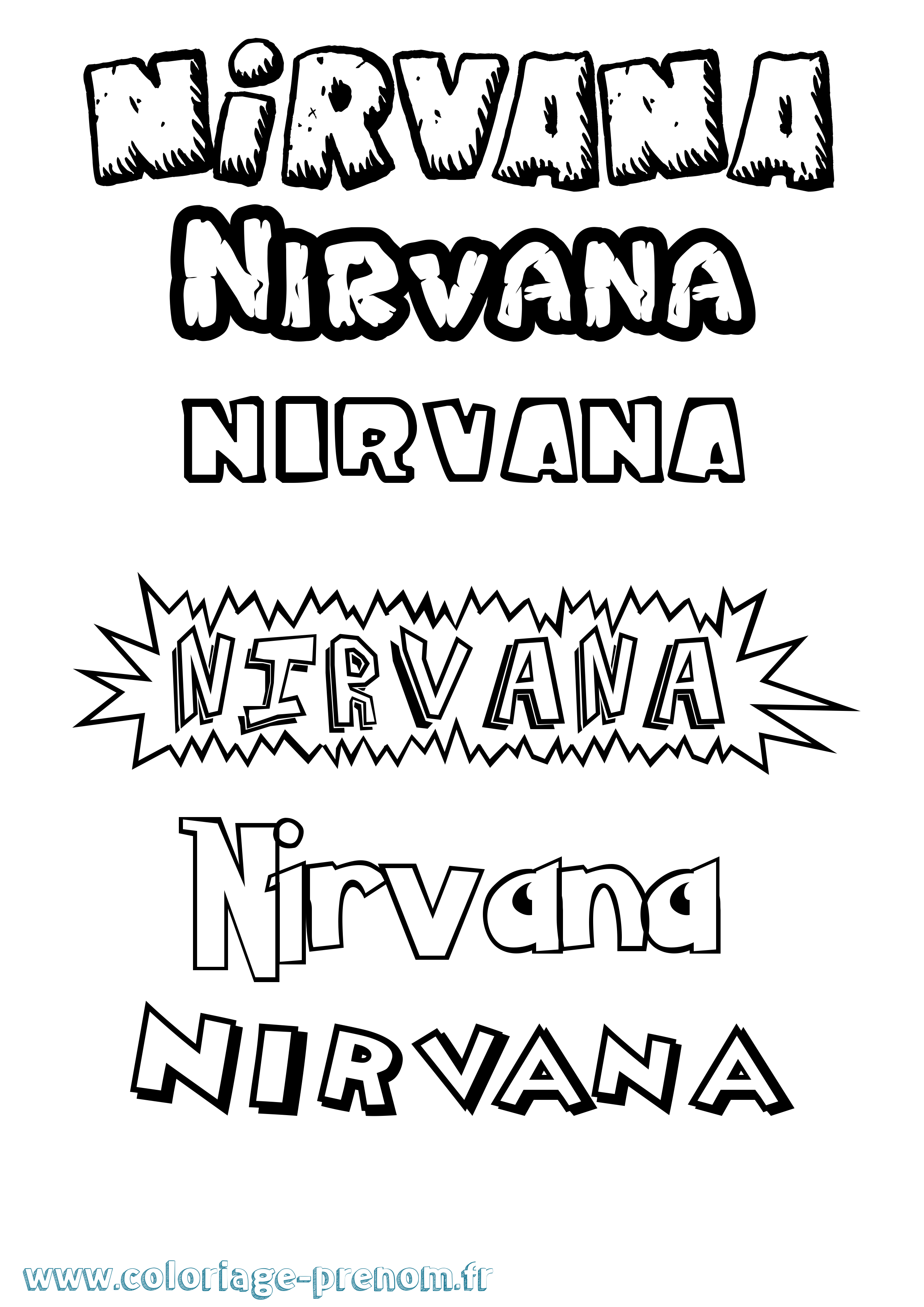 Coloriage Nirvana Dessin Animé Coloriage prénom Nirvana Dessin Animé