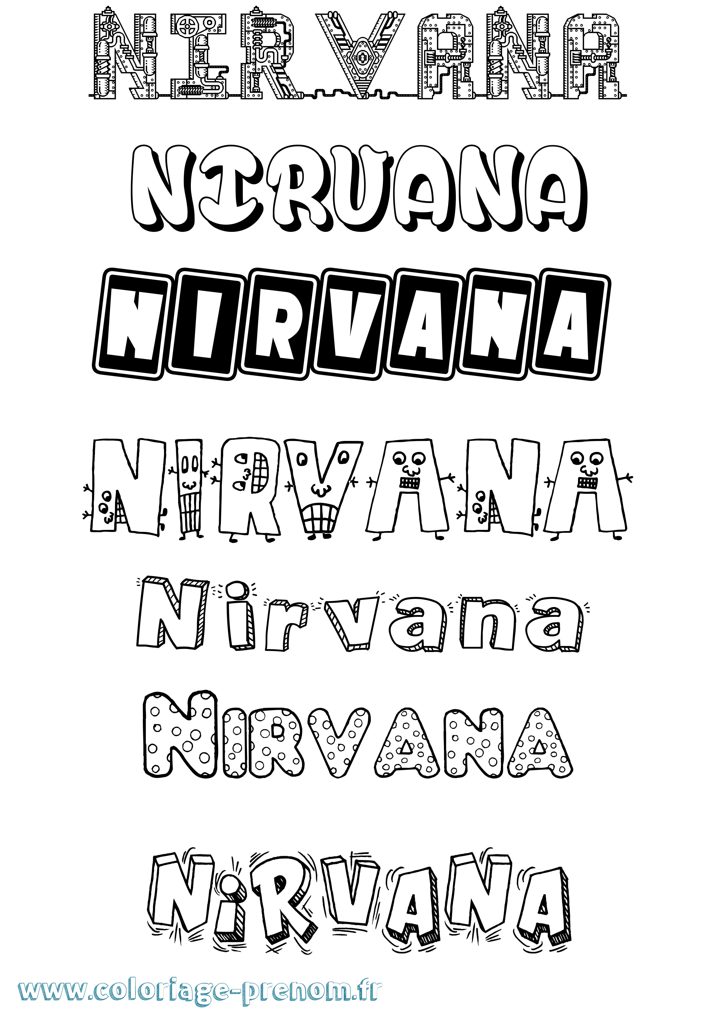 Coloriage Nirvana Fun Coloriage prénom Nirvana Fun