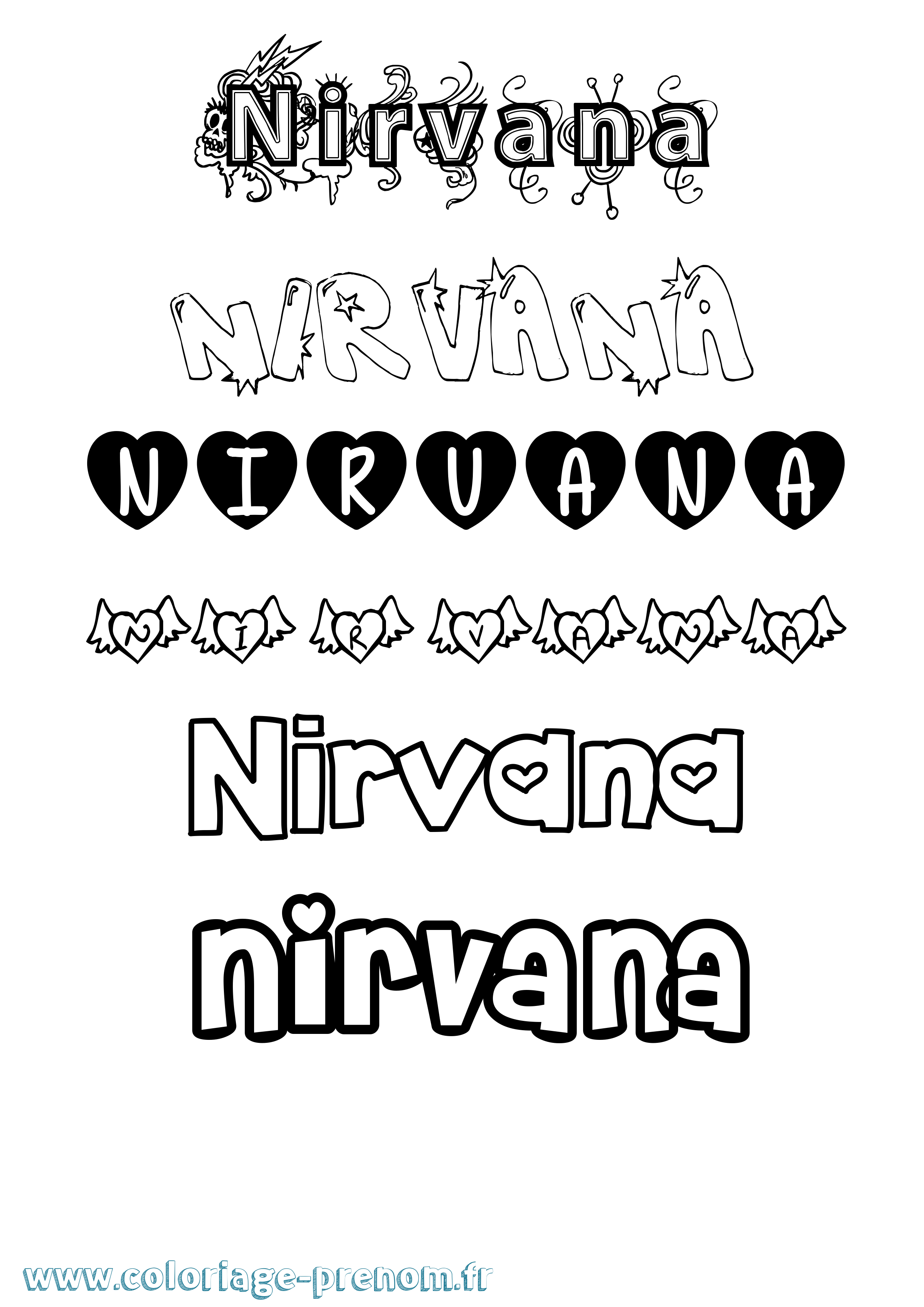 Coloriage Nirvana Girly Coloriage prénom Nirvana Girly