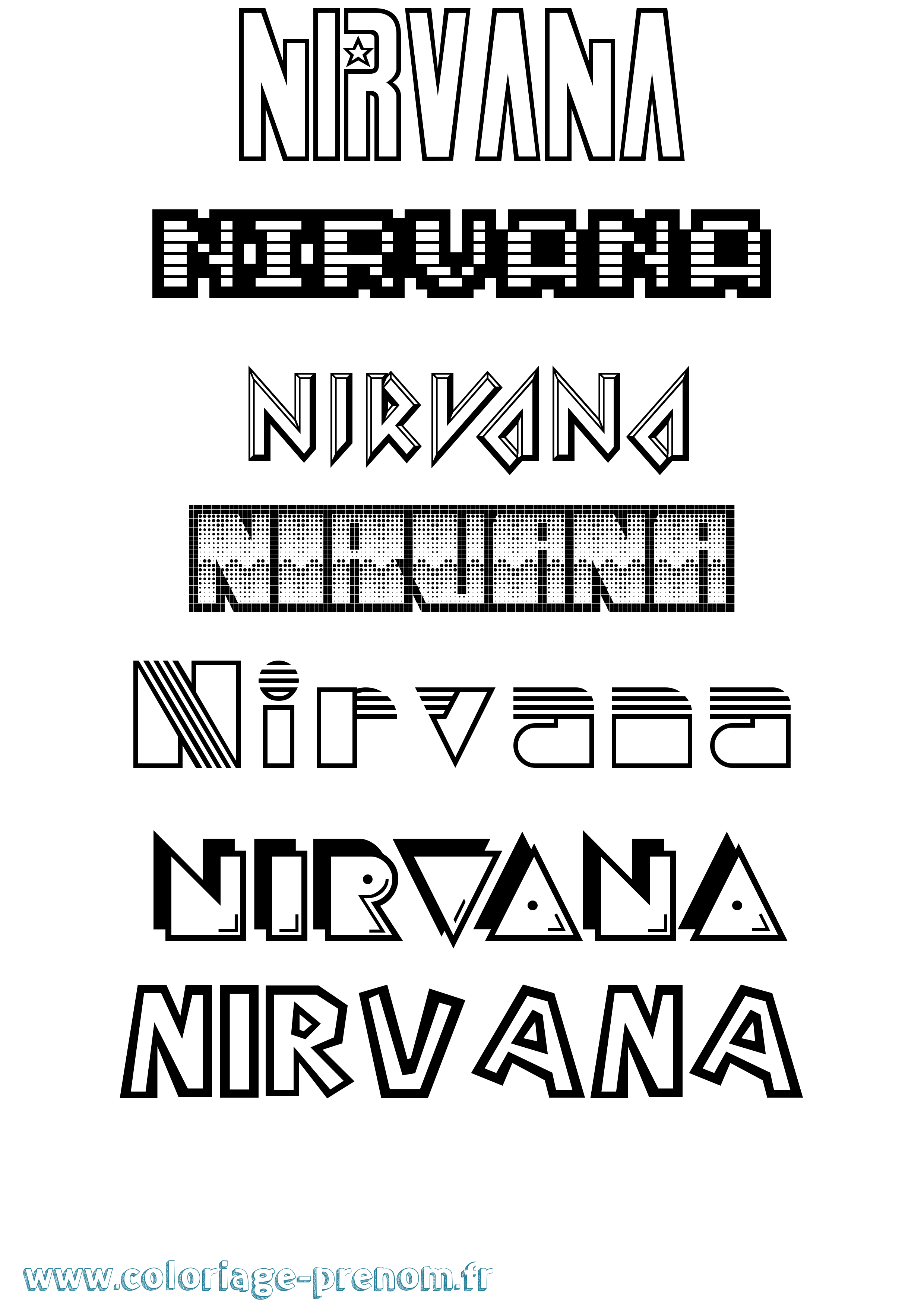 Coloriage Nirvana Jeux Vidéos Coloriage prénom Nirvana Jeux Vidéos
