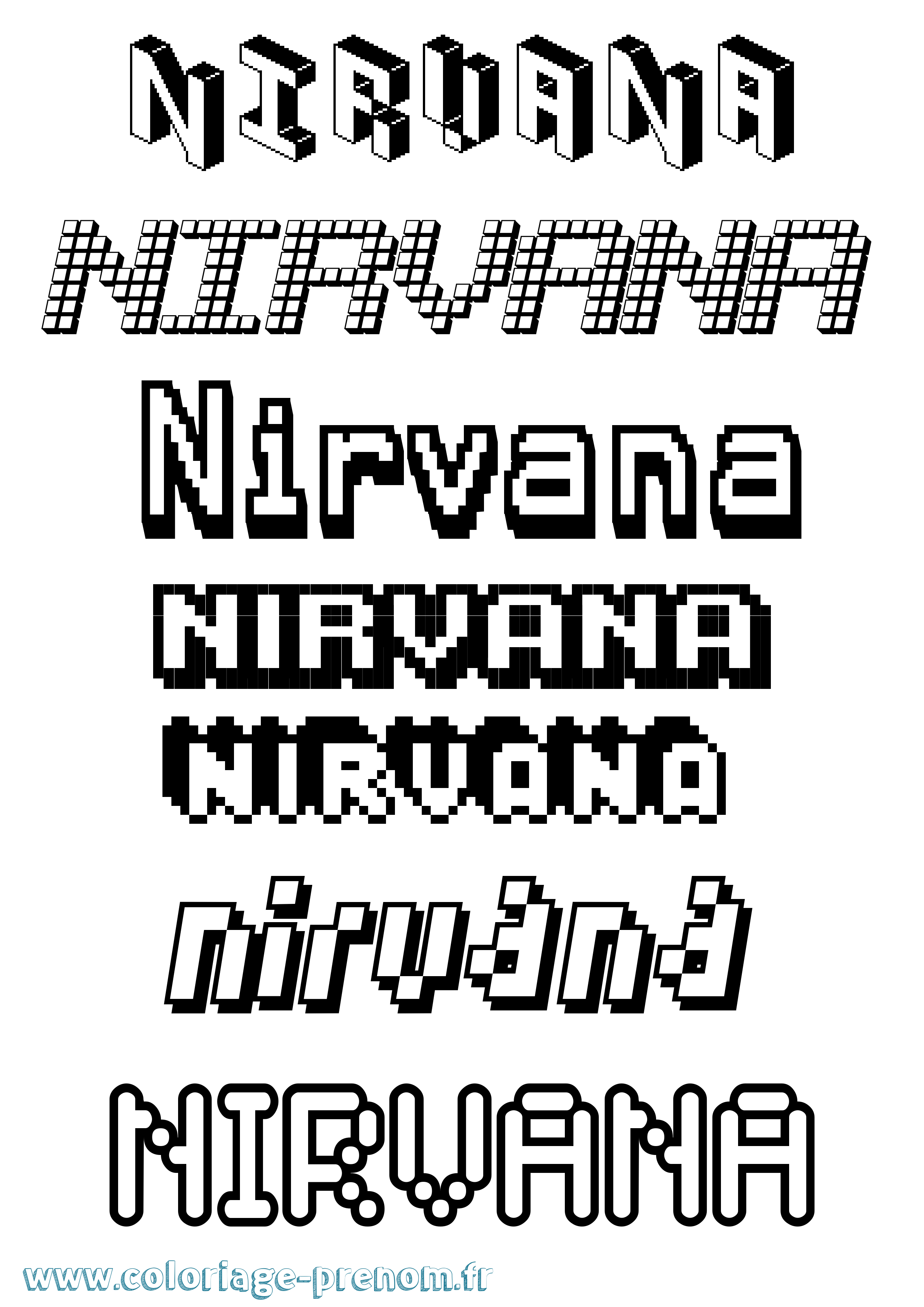 Coloriage Nirvana Pixel Coloriage prénom Nirvana Pixel