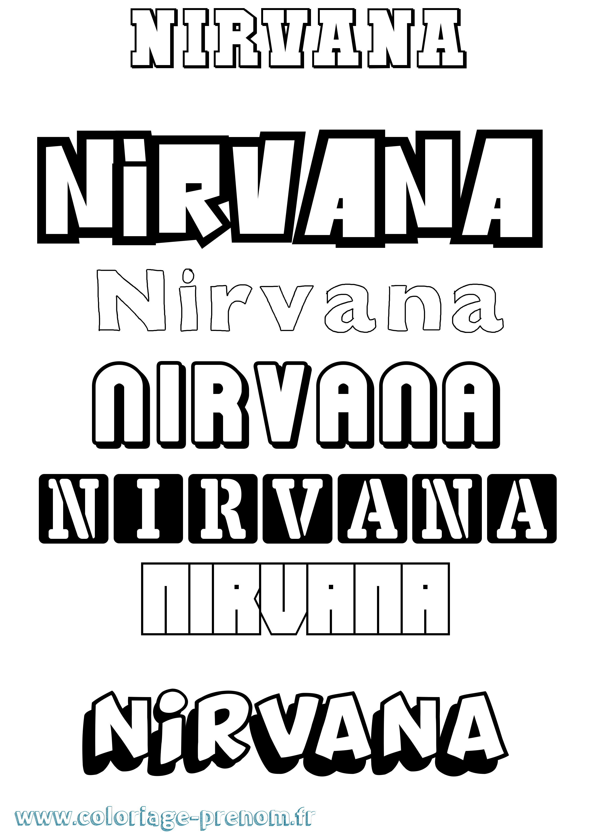 Coloriage Nirvana Simple Coloriage prénom Nirvana Simple