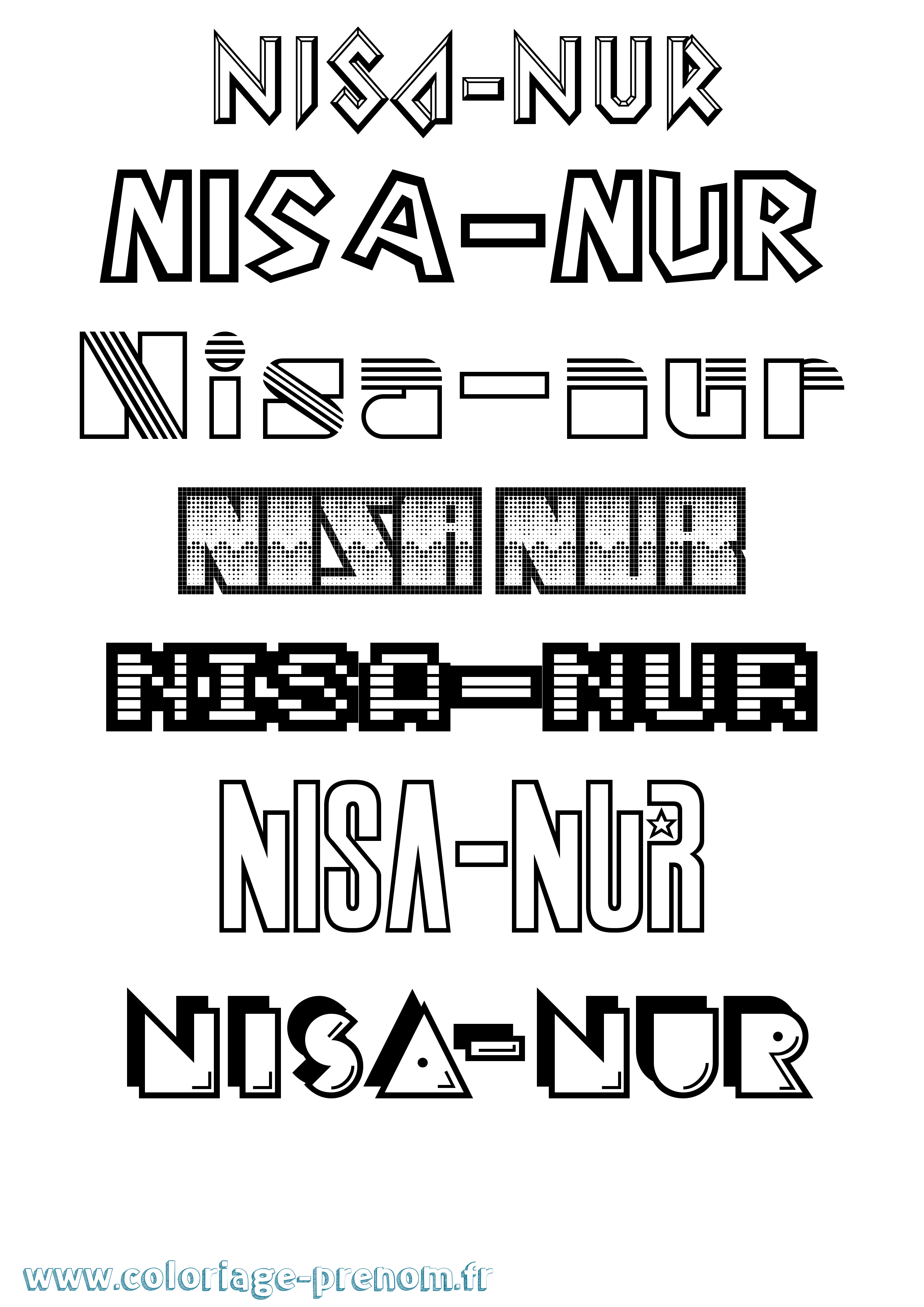 Coloriage Nisa-Nur Jeux Vidéos Coloriage prénom Nisa-Nur Jeux Vidéos