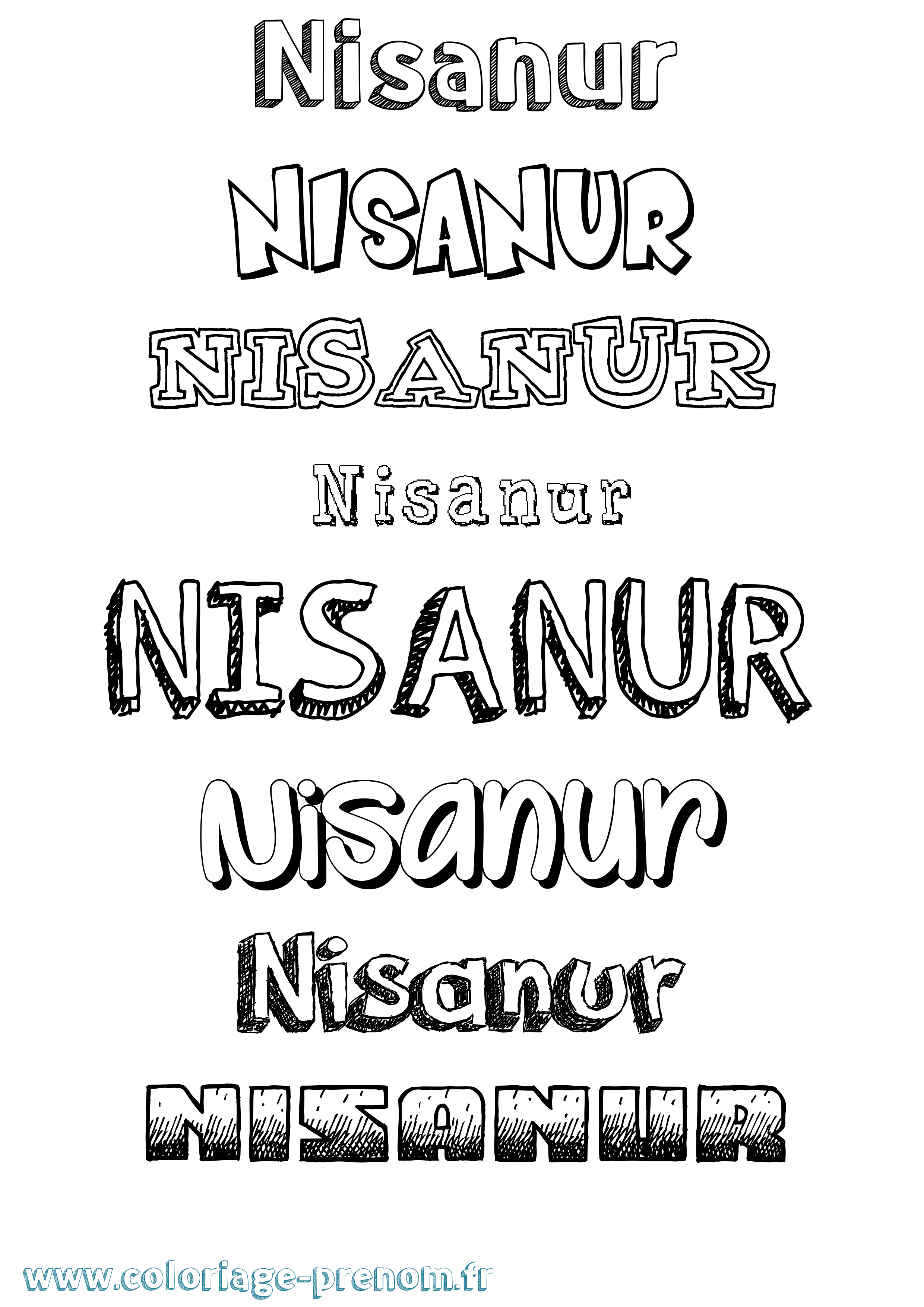 Coloriage Nisanur Dessiné Coloriage prénom Nisanur Dessiné