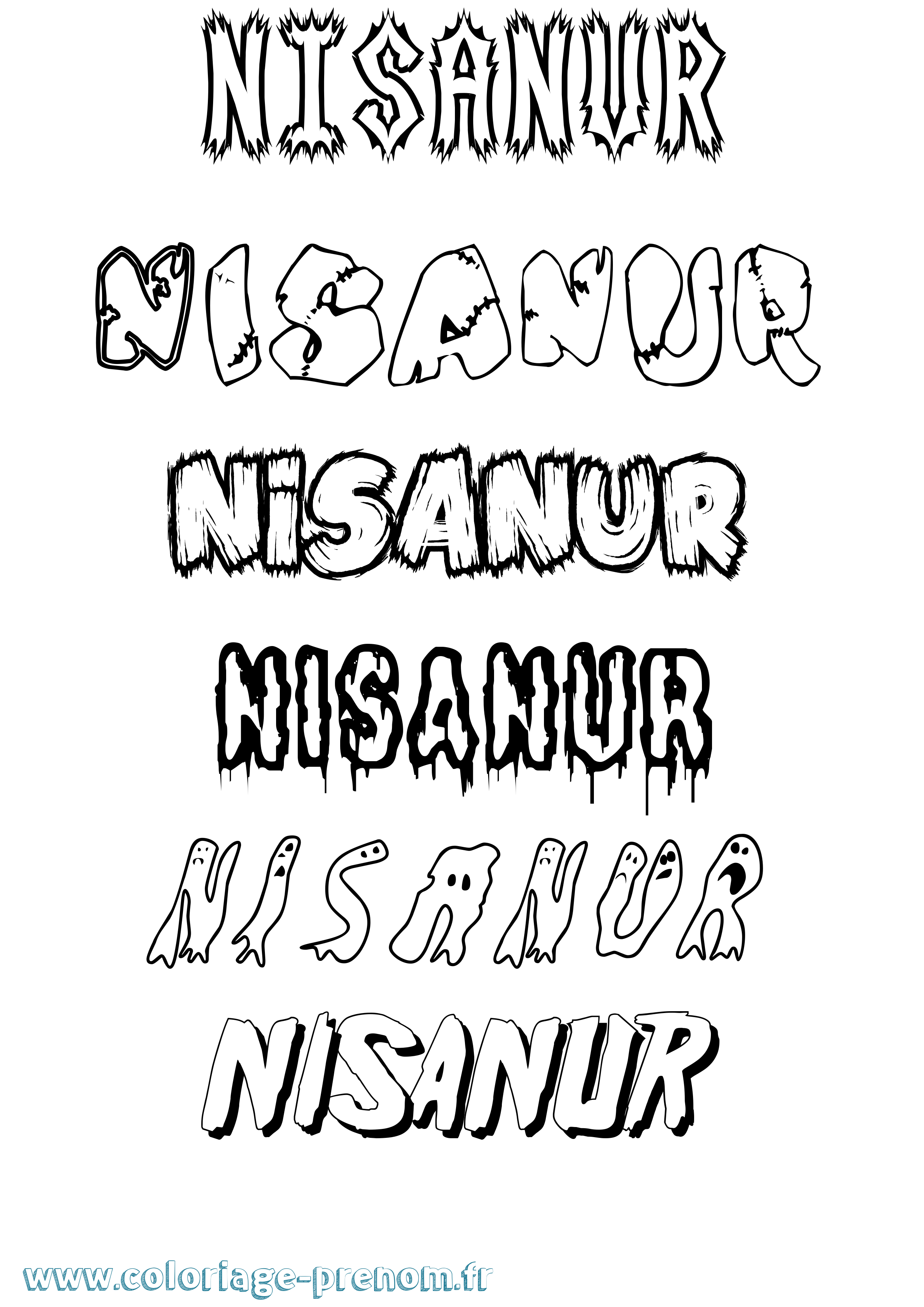 Coloriage Nisanur Frisson Coloriage prénom Nisanur Frisson