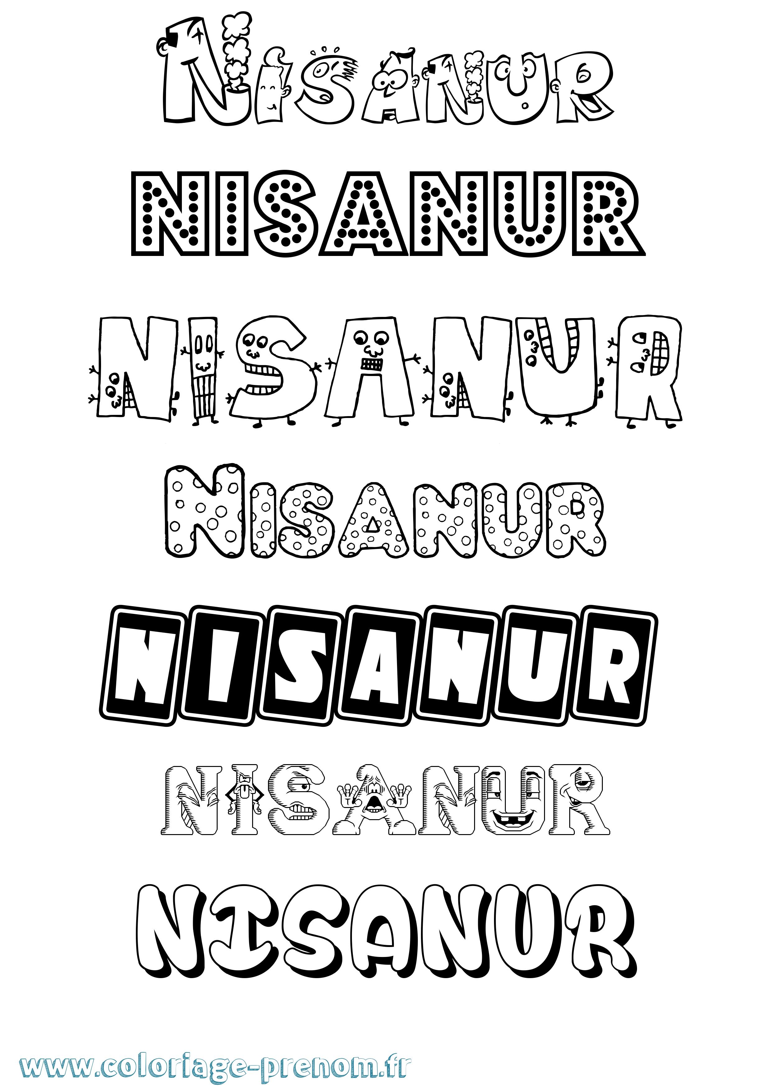 Coloriage Nisanur Fun Coloriage prénom Nisanur Fun