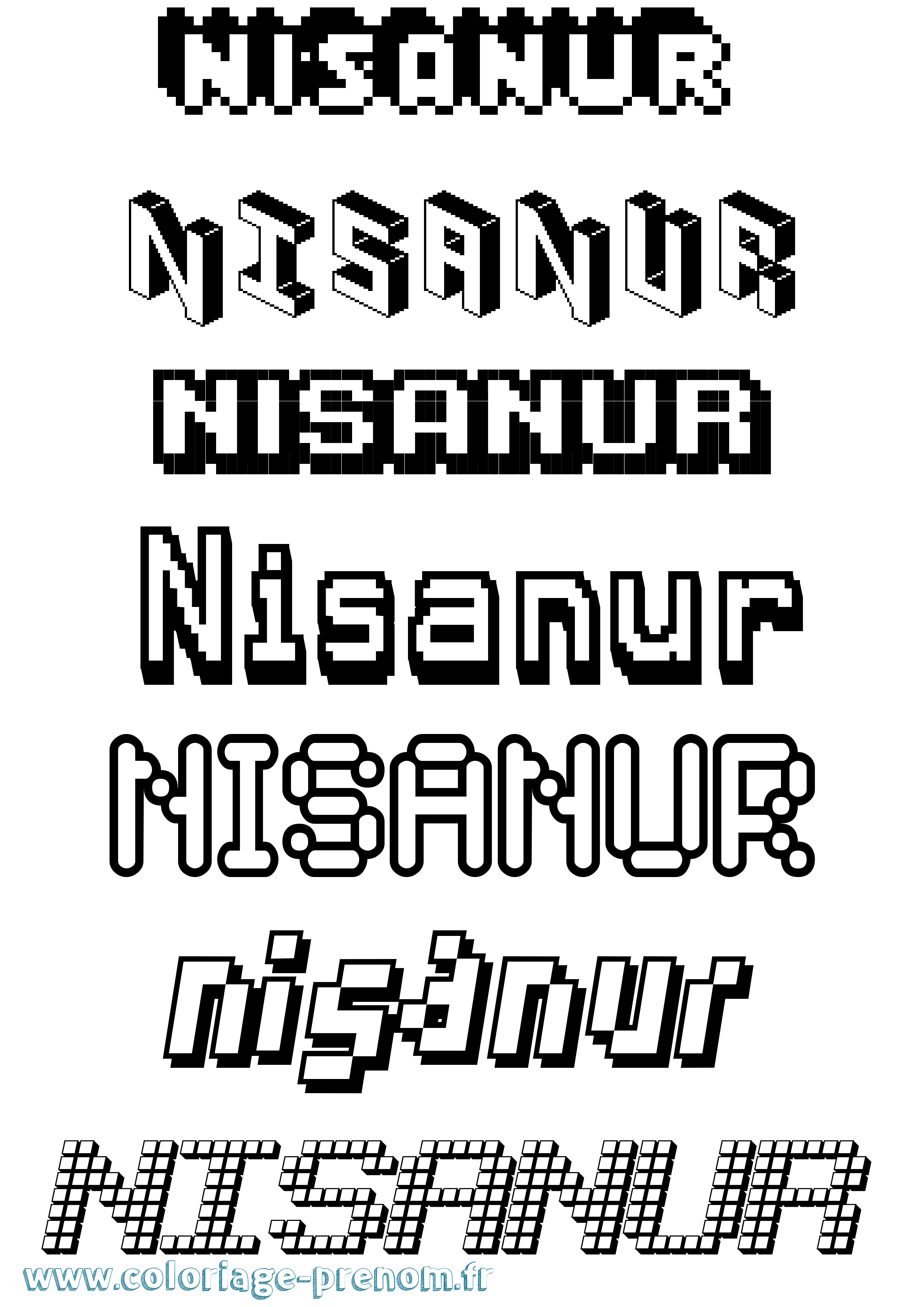 Coloriage Nisanur Pixel Coloriage prénom Nisanur Pixel