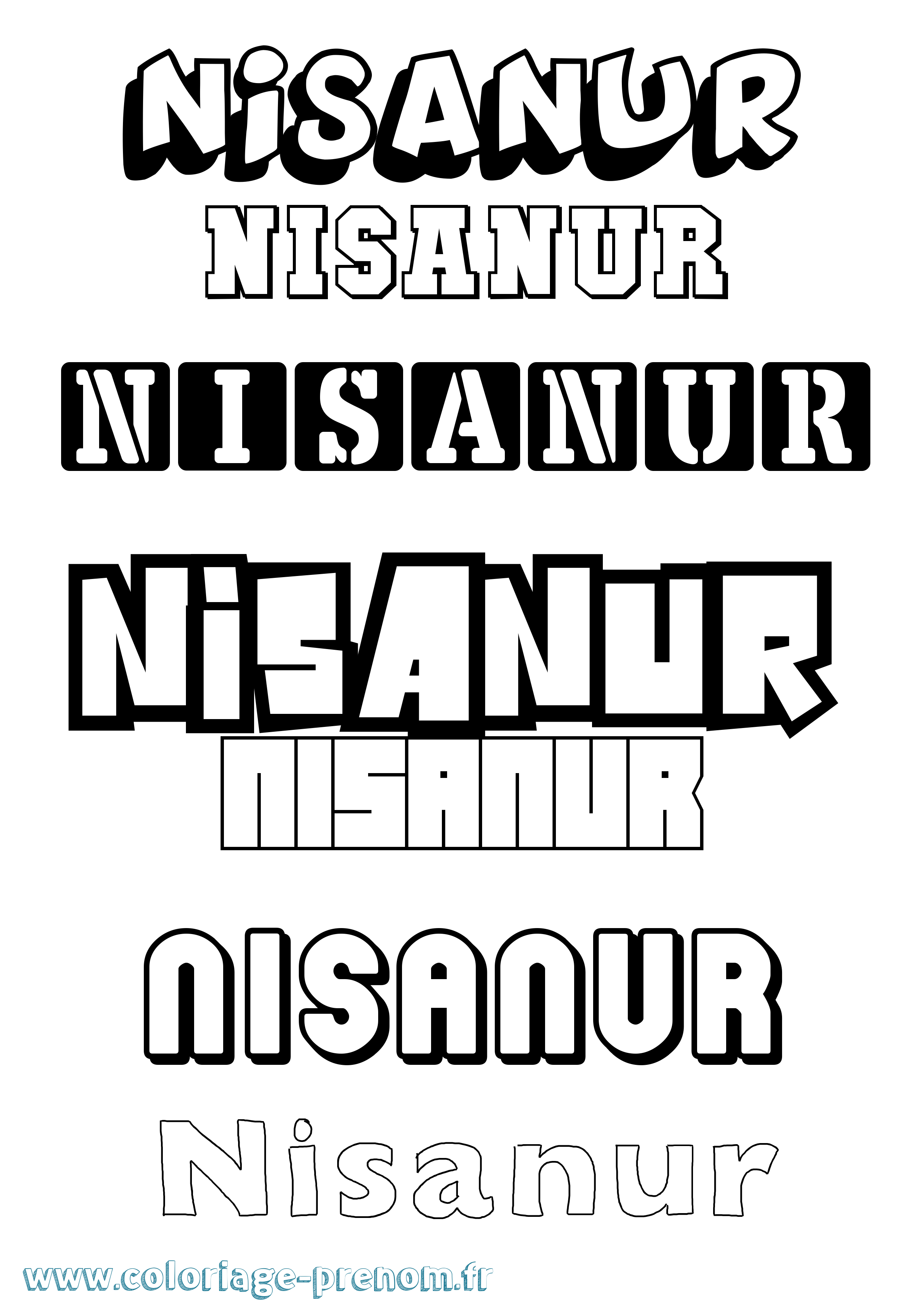 Coloriage Nisanur Simple Coloriage prénom Nisanur Simple