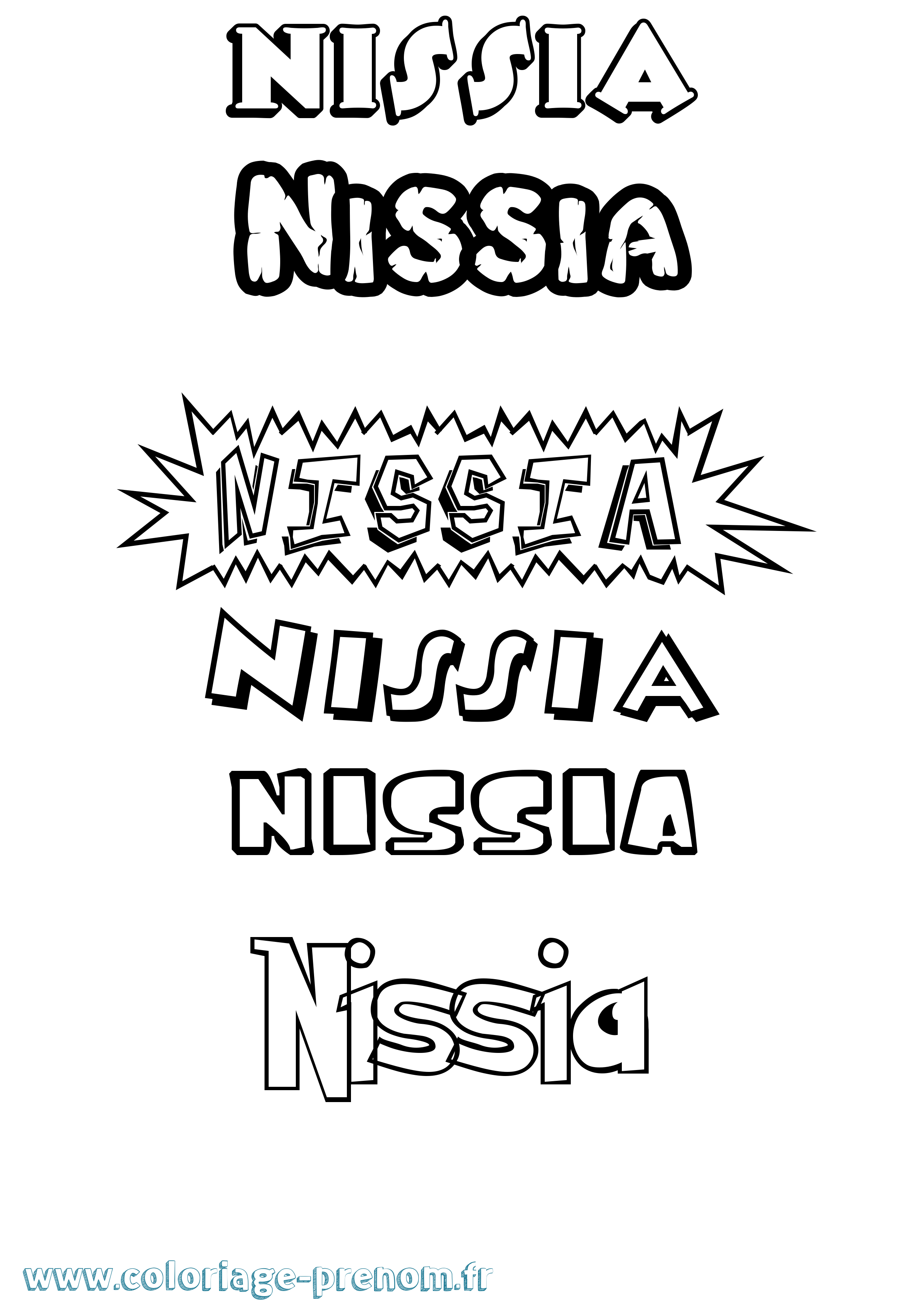Coloriage Nissia Dessin Animé Coloriage prénom Nissia Dessin Animé
